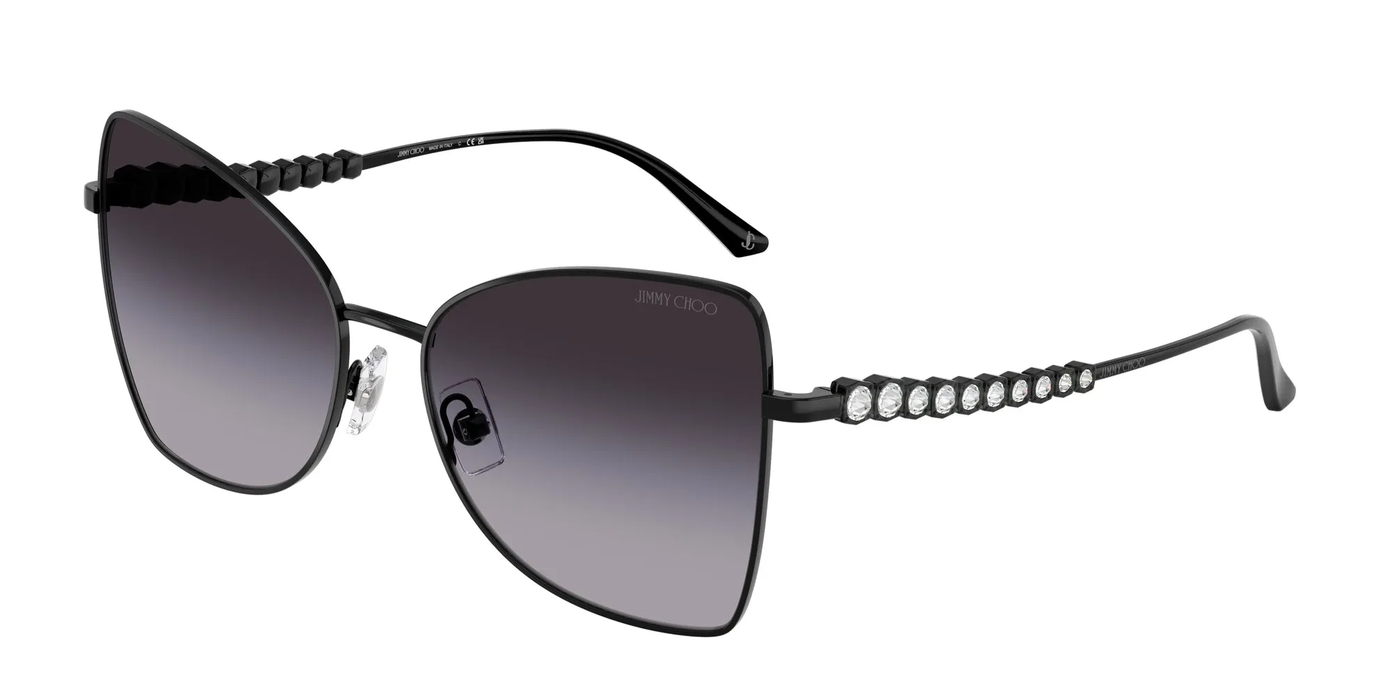 Jimmy Choo JC4010B 30008G Occhiali da sole Acciaio Nero Grigio Farfalla Normale Sfumato - immagine 1