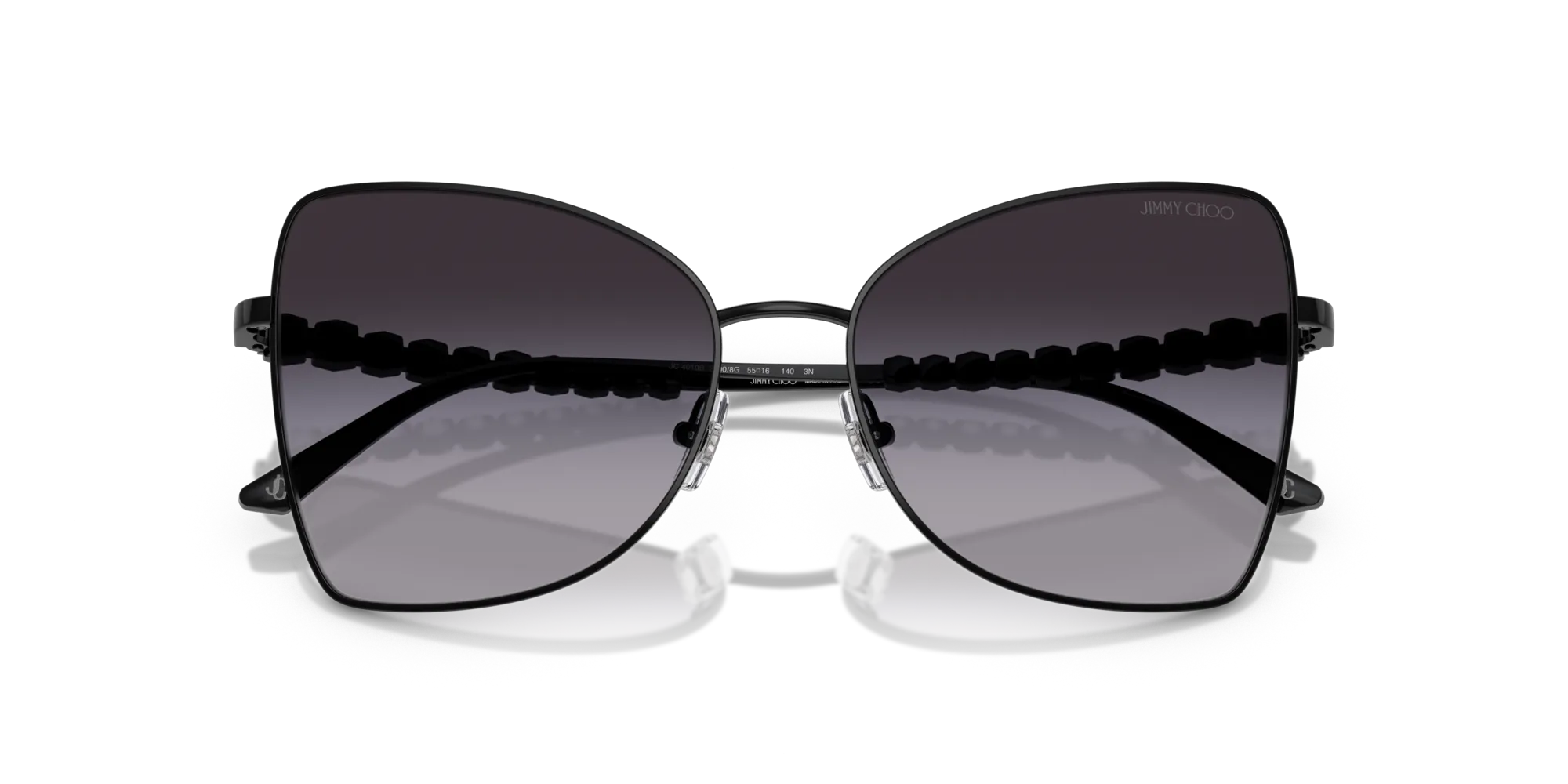 Jimmy Choo JC4010B 30008G Occhiali da sole Acciaio Nero Grigio Farfalla Normale Sfumato - immagine 2