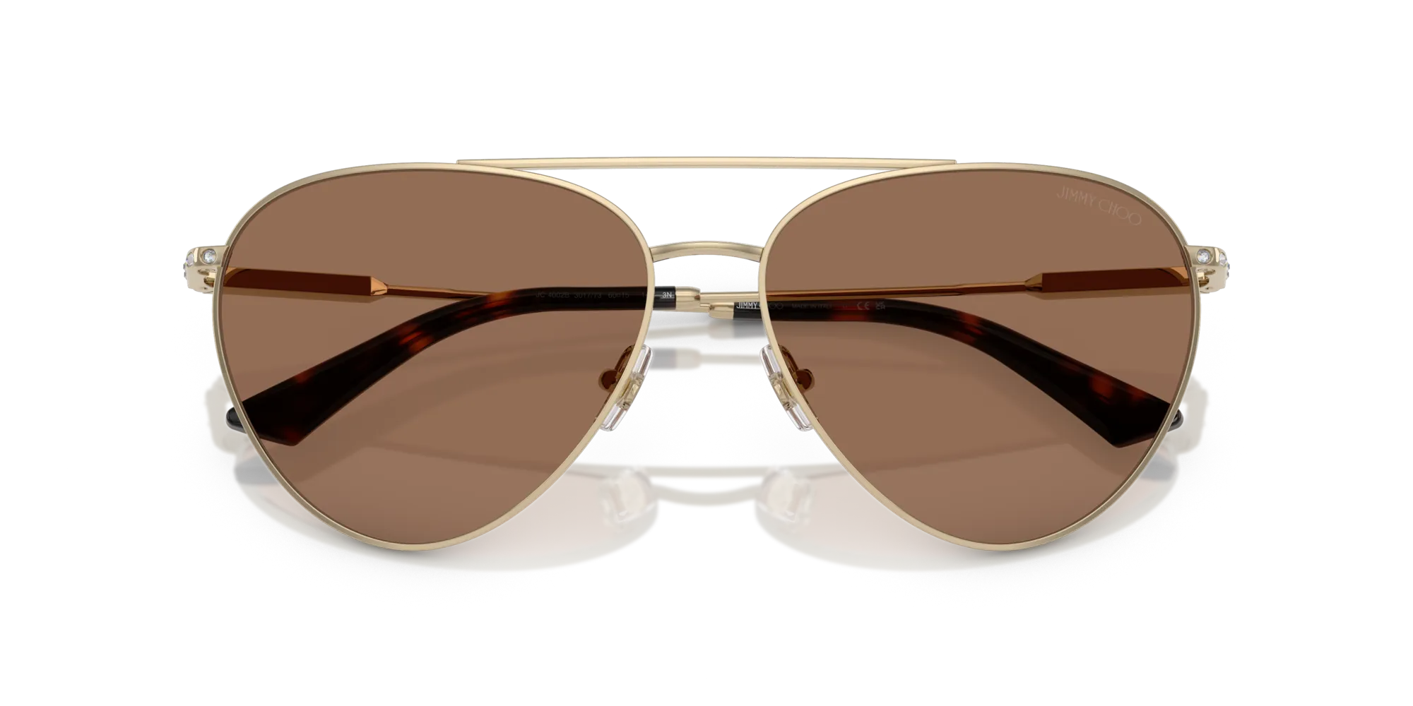 Jimmy Choo JC4002B 301773 Occhiali da sole Acciaio Oro Marrone Pilot Normale - immagine 2