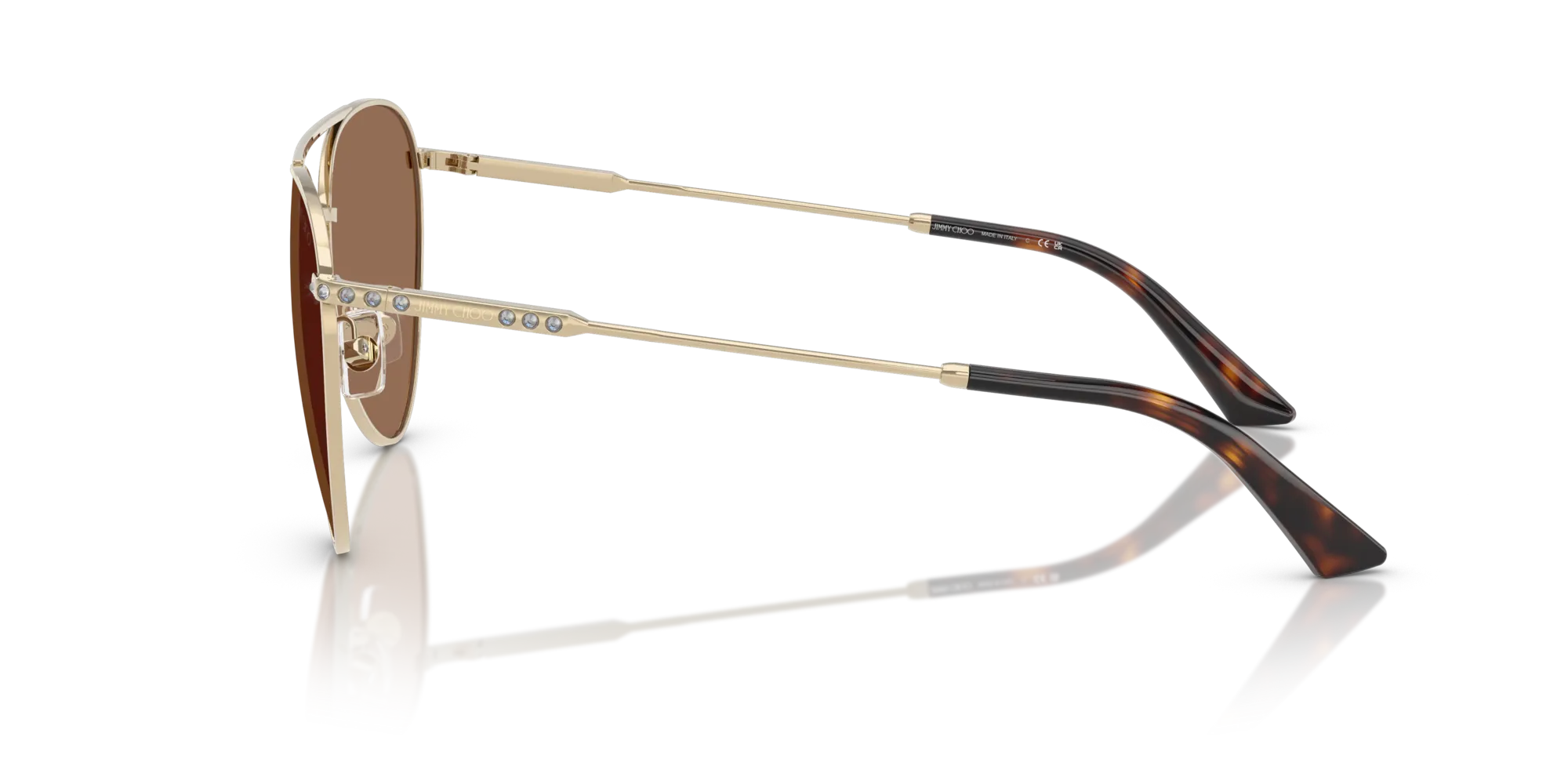 Jimmy Choo JC4002B 301773 Occhiali da sole Acciaio Oro Marrone Pilot Normale - immagine 4