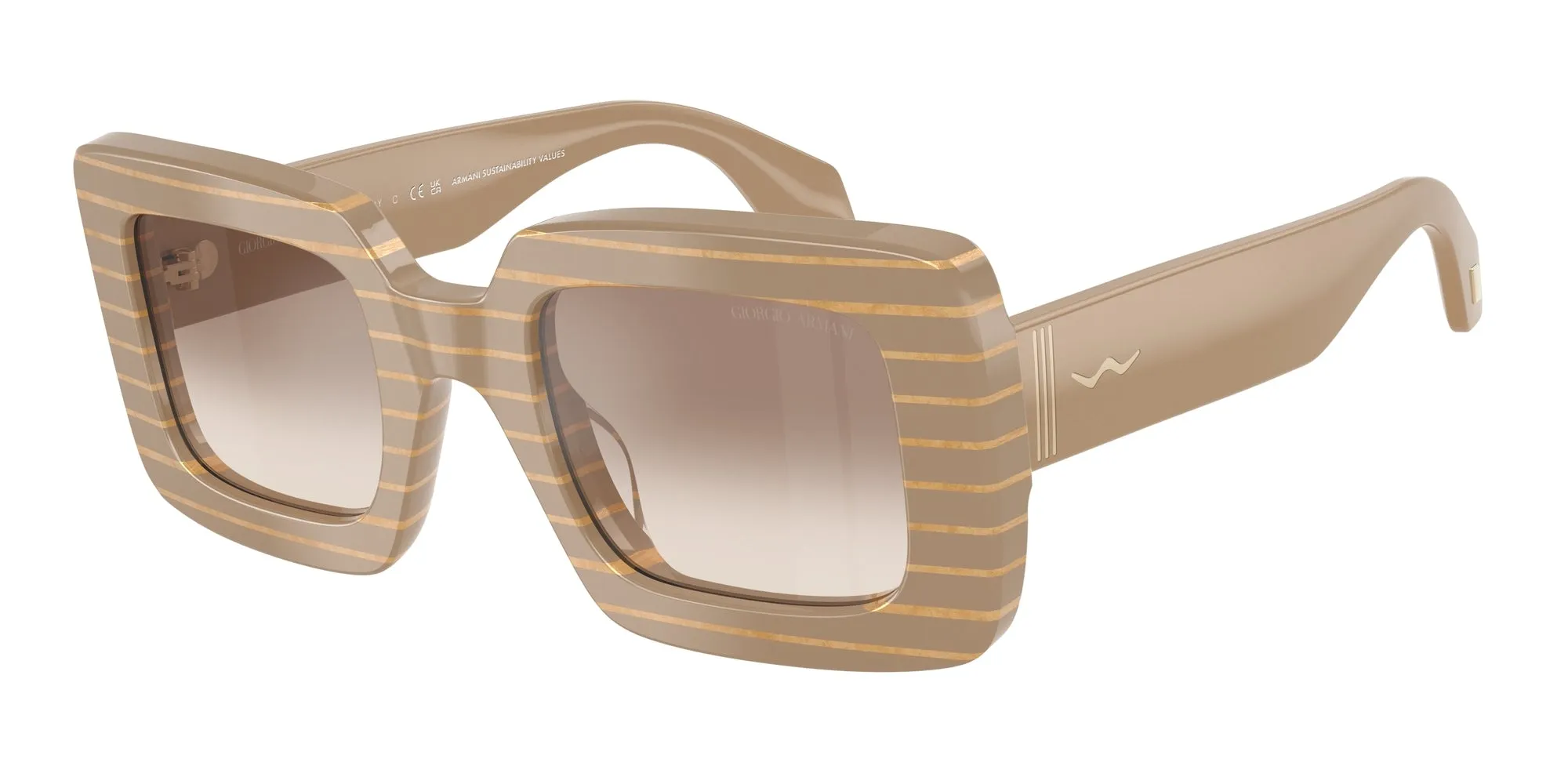 Giorgio Armani AR8241U 631094 Occhiali da sole Acetato Marrone Marrone Squadrata Specchiate Sfumato - immagine 1