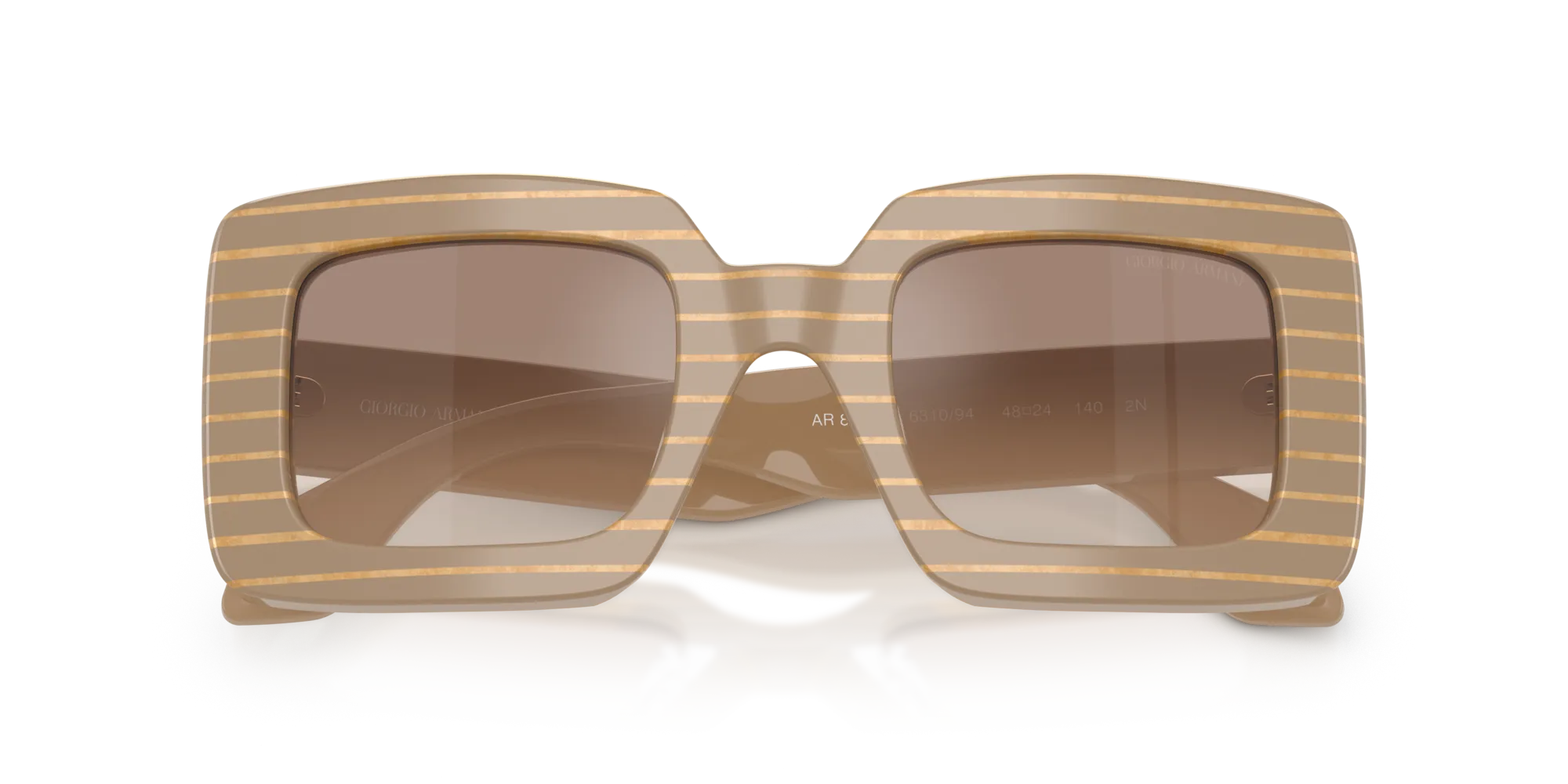 Giorgio Armani AR8241U 631094 Occhiali da sole Acetato Marrone Marrone Squadrata Specchiate Sfumato - immagine 2