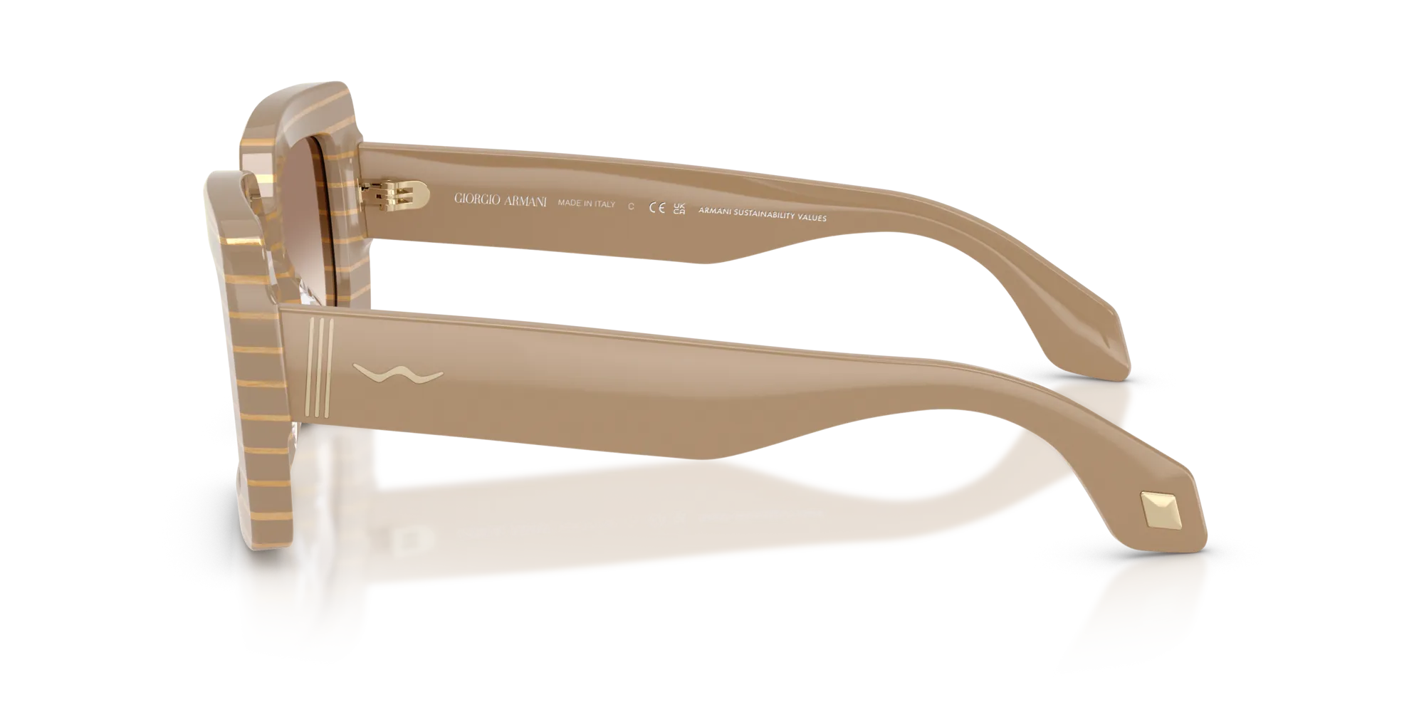 Giorgio Armani AR8241U 631094 Occhiali da sole Acetato Marrone Marrone Squadrata Specchiate Sfumato - immagine 4