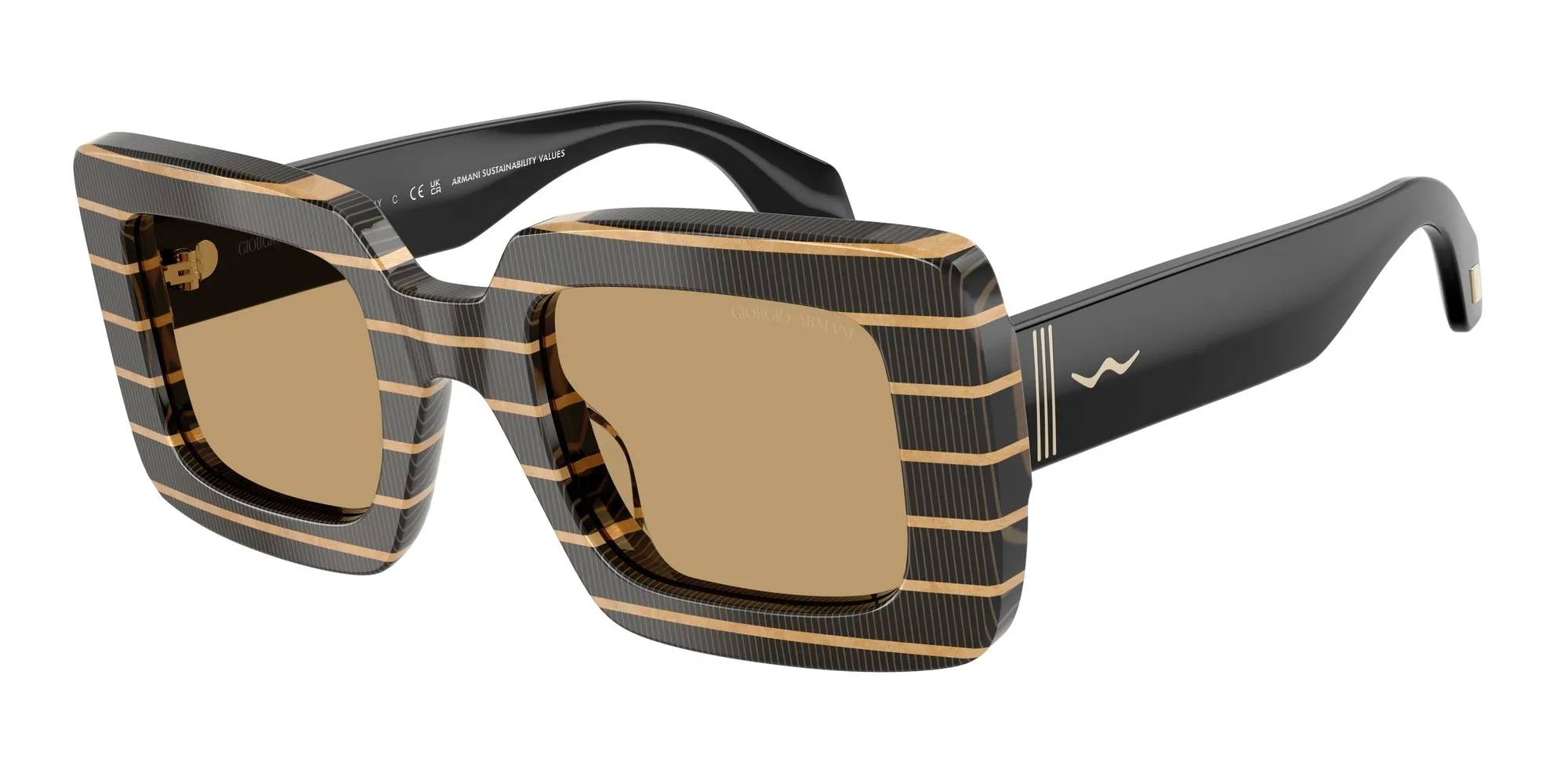 Giorgio Armani AR8241U 622673 Occhiali da sole Acetato Nero Marrone Squadrata Normale - immagine 1