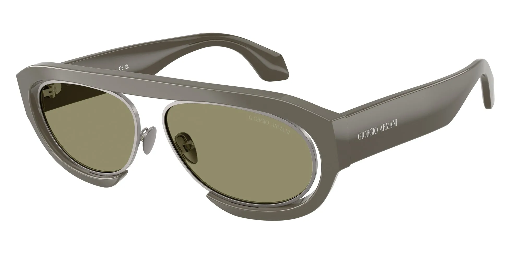 Giorgio Armani AR8239 62422A Occhiali da sole Acetato Grigio Verde Rotonda Normale - immagine 1