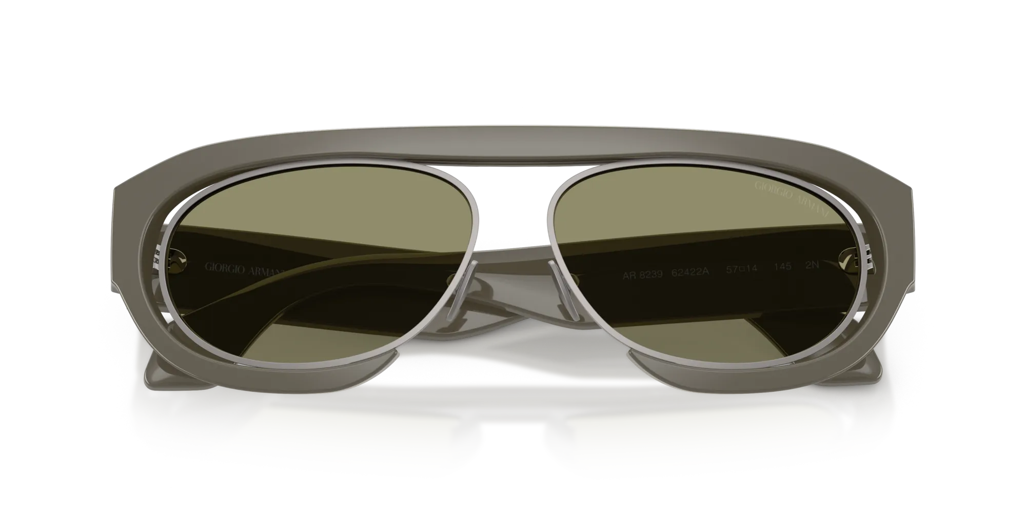 Giorgio Armani AR8239 62422A Occhiali da sole Acetato Grigio Verde Rotonda Normale - immagine 2
