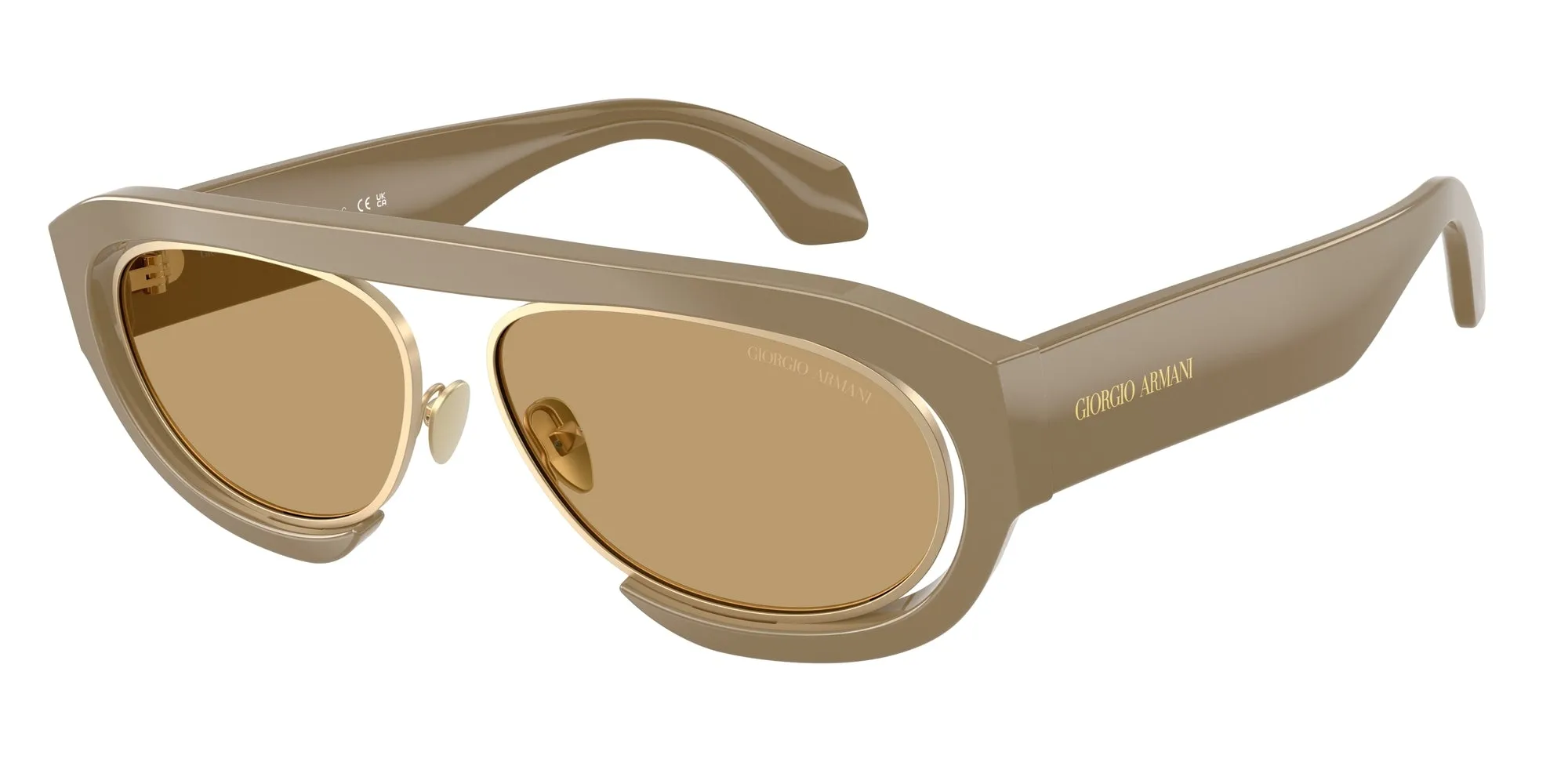 Giorgio Armani AR8239 622273 Occhiali da sole Acetato Beige Marrone Rotonda Normale - immagine 1