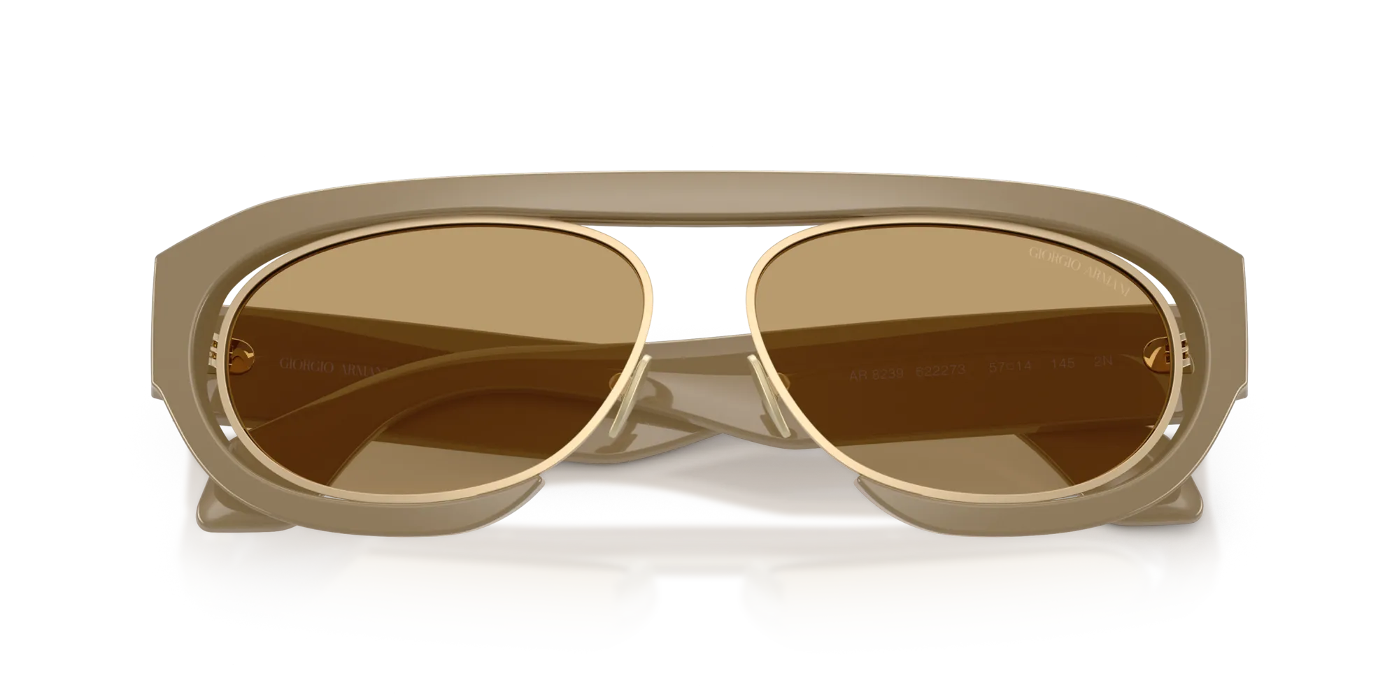 Giorgio Armani AR8239 622273 Occhiali da sole Acetato Beige Marrone Rotonda Normale - immagine 2