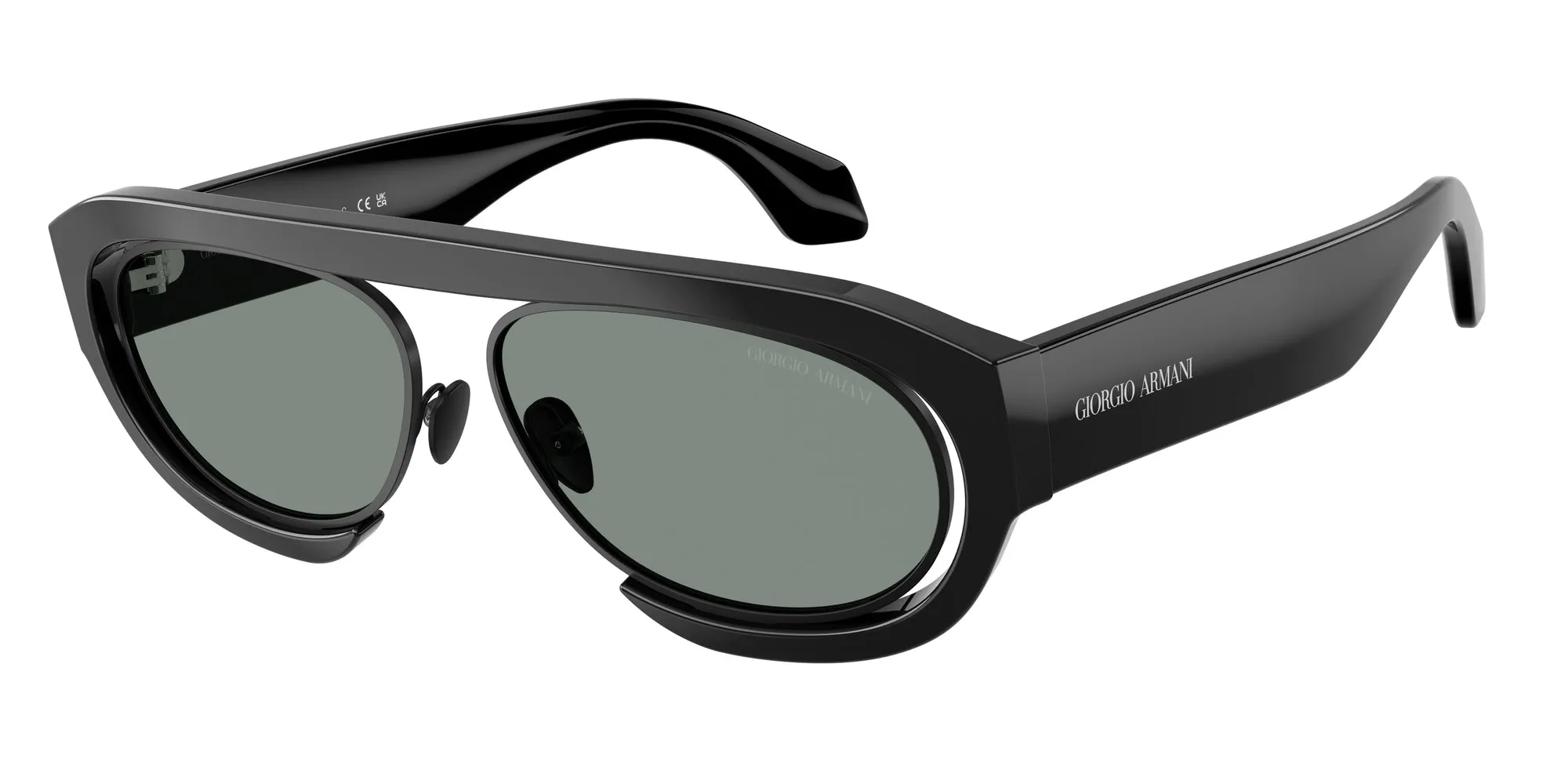 Giorgio Armani AR8239 5001/1 Occhiali da sole Acetato Nero Grigio Rotonda Normale - immagine 1