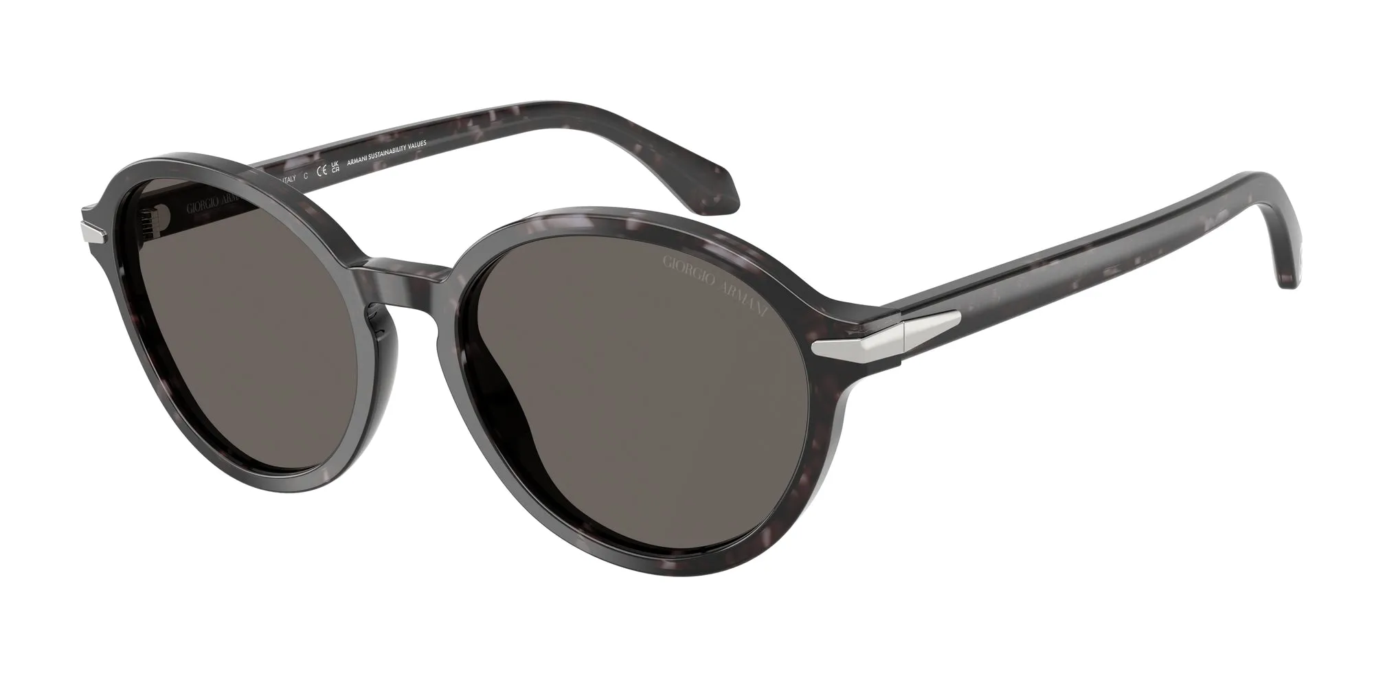 Giorgio Armani AR8237 6236B1 Occhiali da sole Acetato Tartaruga Grigio Rotonda Normale - immagine 1
