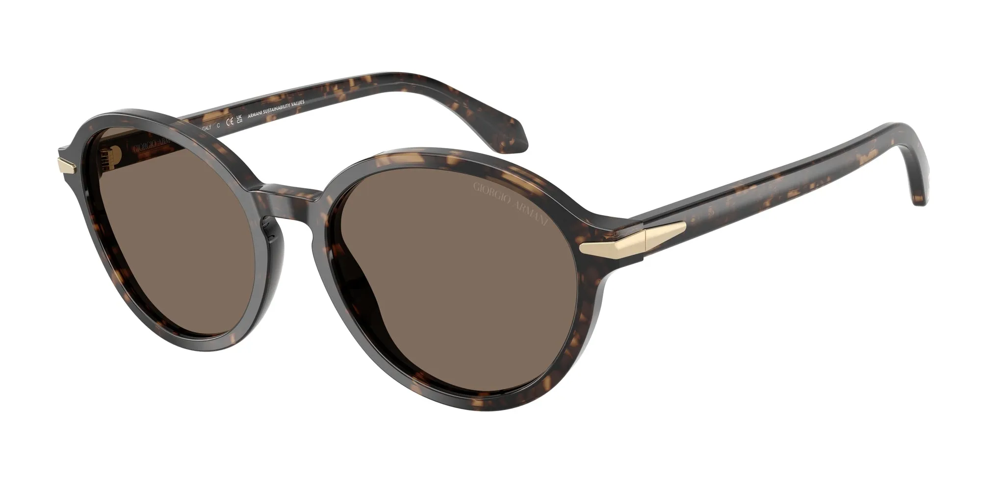Giorgio Armani AR8237 623573 Occhiali da sole Acetato Tartaruga Marrone Rotonda Normale - immagine 1