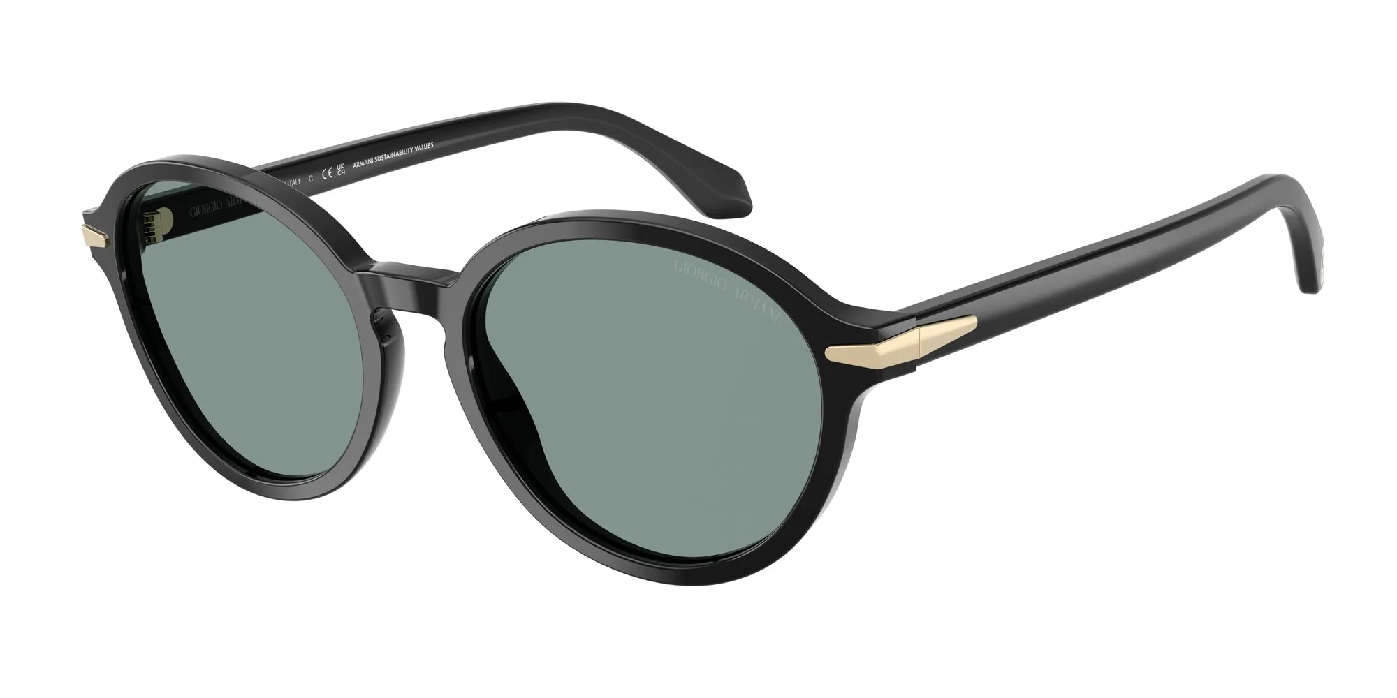Giorgio Armani AR8237 587556 Occhiali da sole Acetato Nero Grigio Rotonda Normale - immagine 1