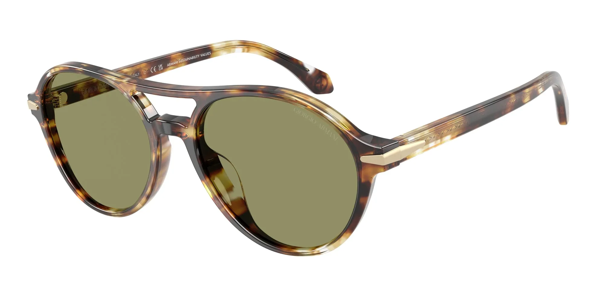 Giorgio Armani AR8236U 623214 Occhiali da sole Acetato Tartaruga Verde Rotonda Normale - immagine 1