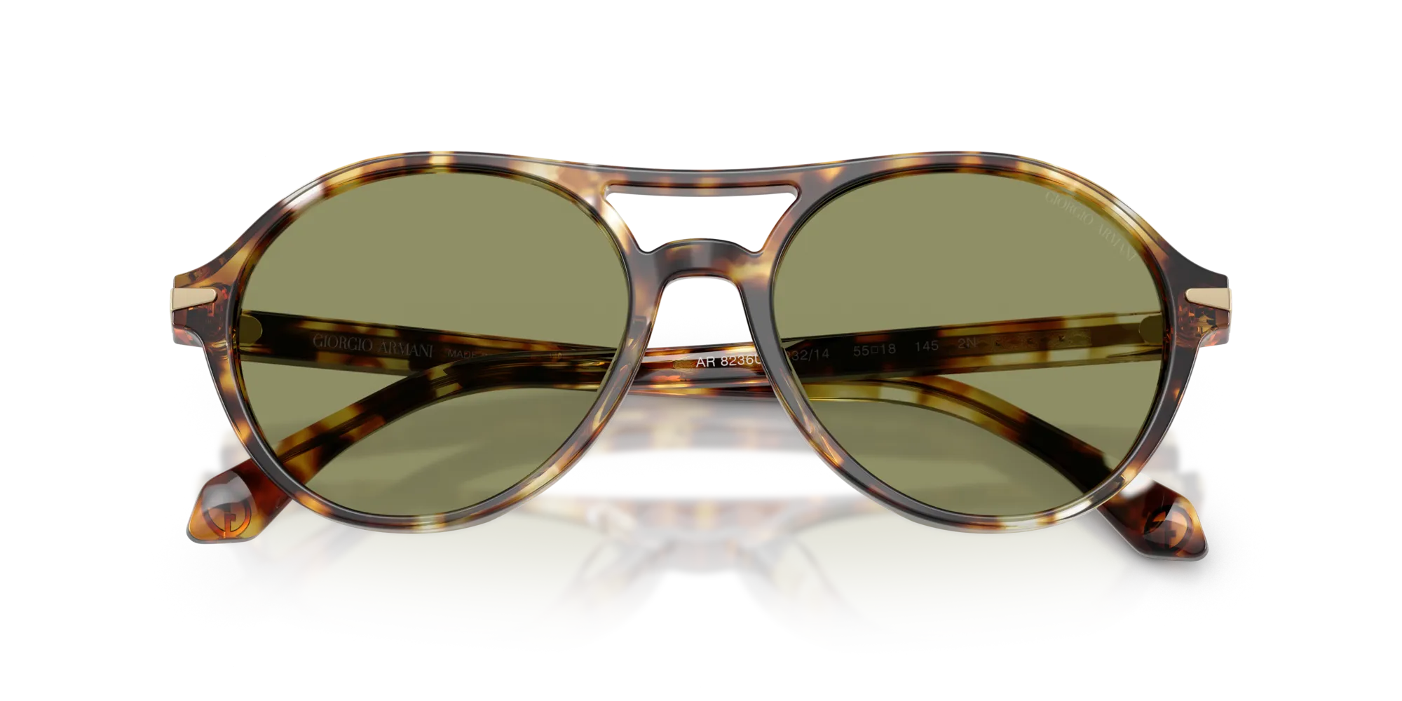 Giorgio Armani AR8236U 623214 Occhiali da sole Acetato Tartaruga Verde Rotonda Normale - immagine 2