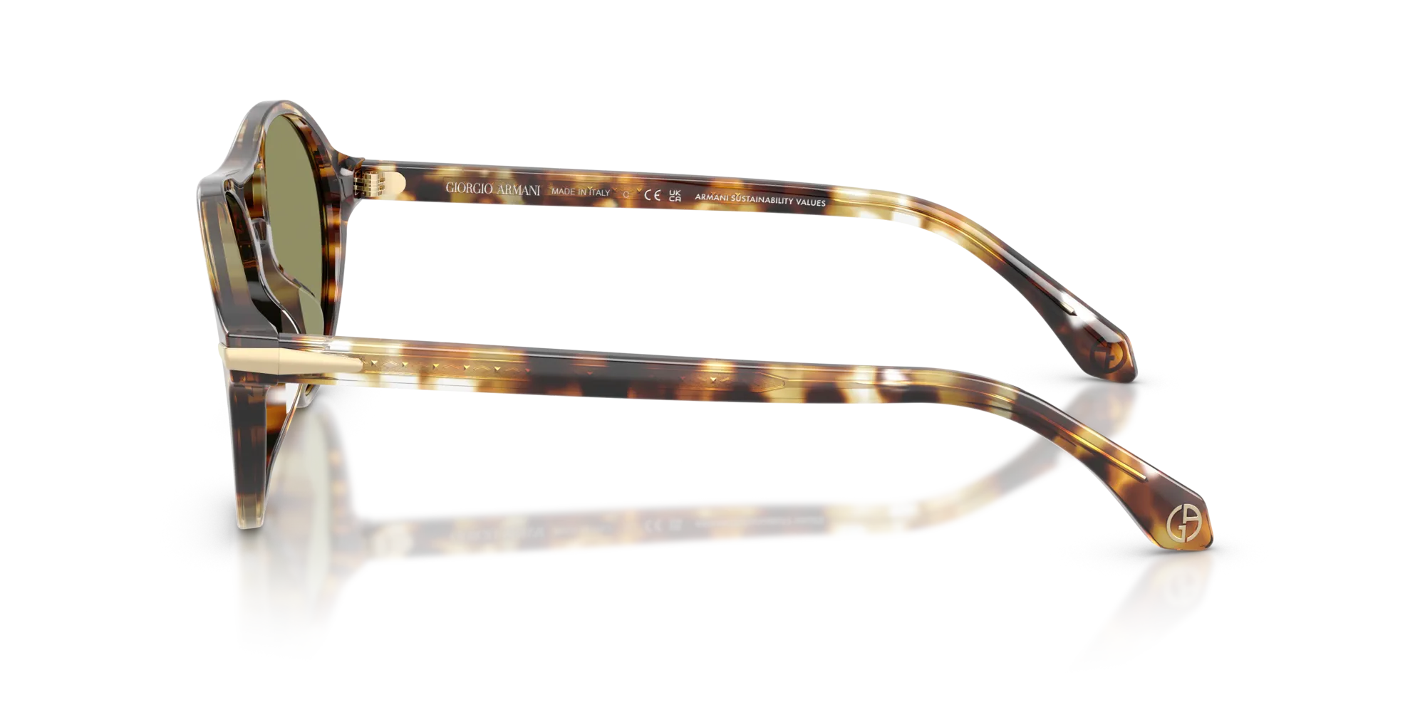 Giorgio Armani AR8236U 623214 Occhiali da sole Acetato Tartaruga Verde Rotonda Normale - immagine 4