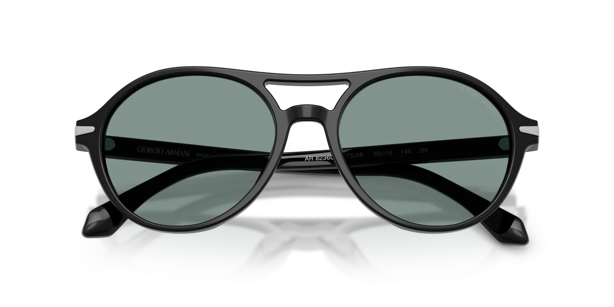 Giorgio Armani AR8236U 507556 Occhiali da sole Acetato Nero Grigio Rotonda Normale - immagine 2
