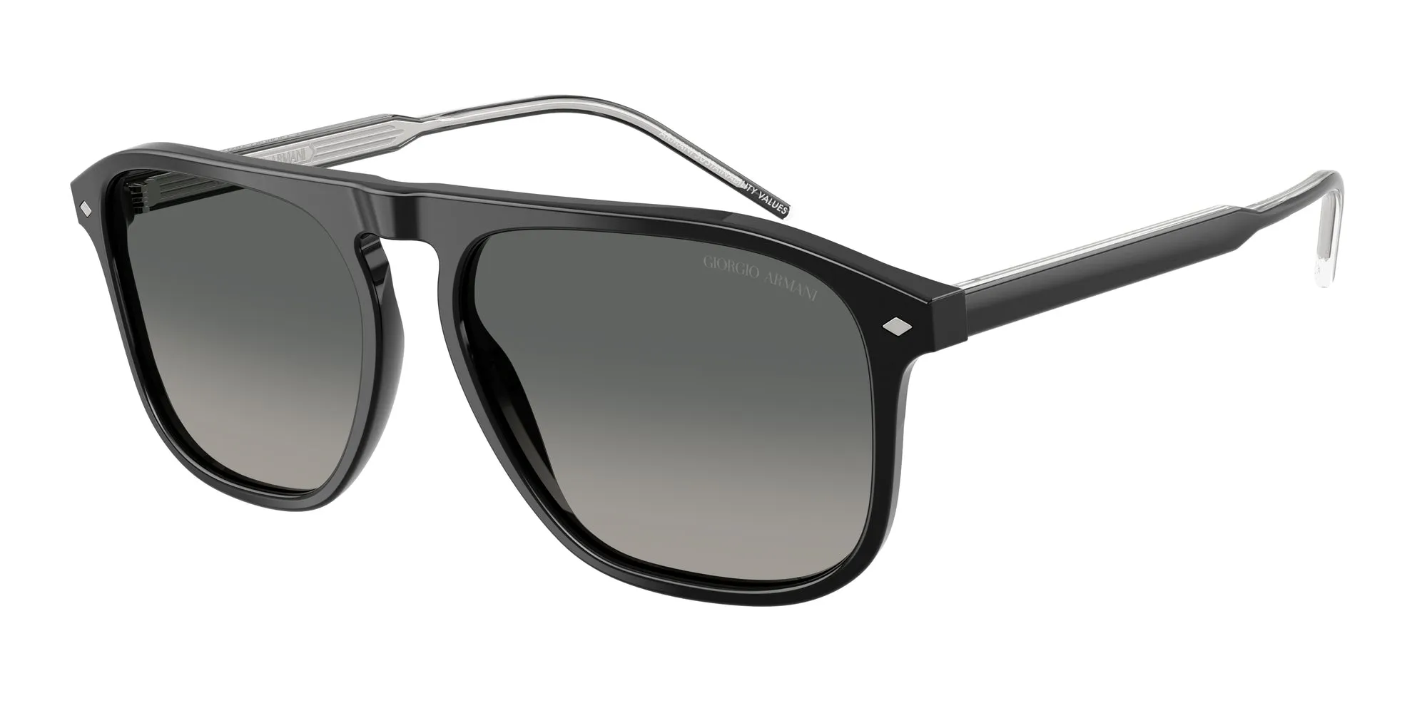 Giorgio Armani AR8212 587571 Occhiali da sole Acetato Nero Grigio Squadrata Normale Sfumato - immagine 1