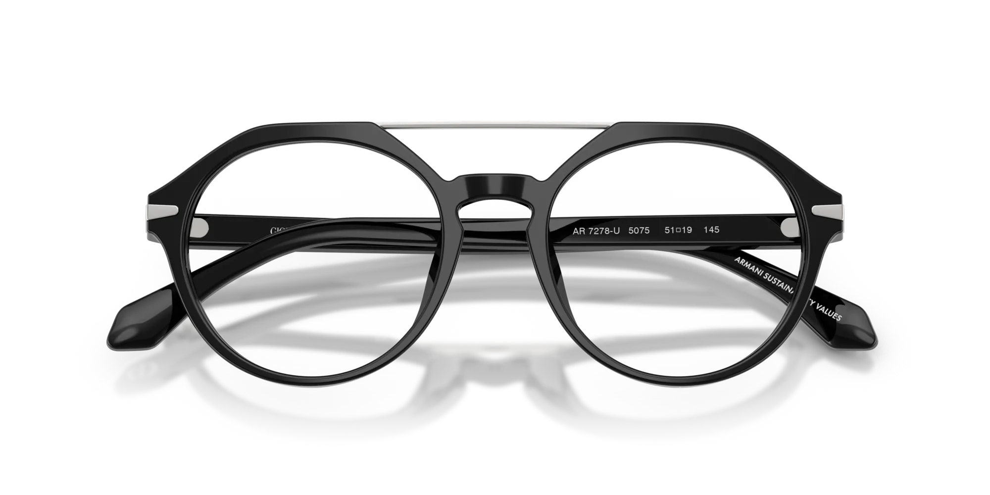 Giorgio Armani AR7278U 5075 Montature da vista Acetato Nero Rotonda Normale - immagine 2