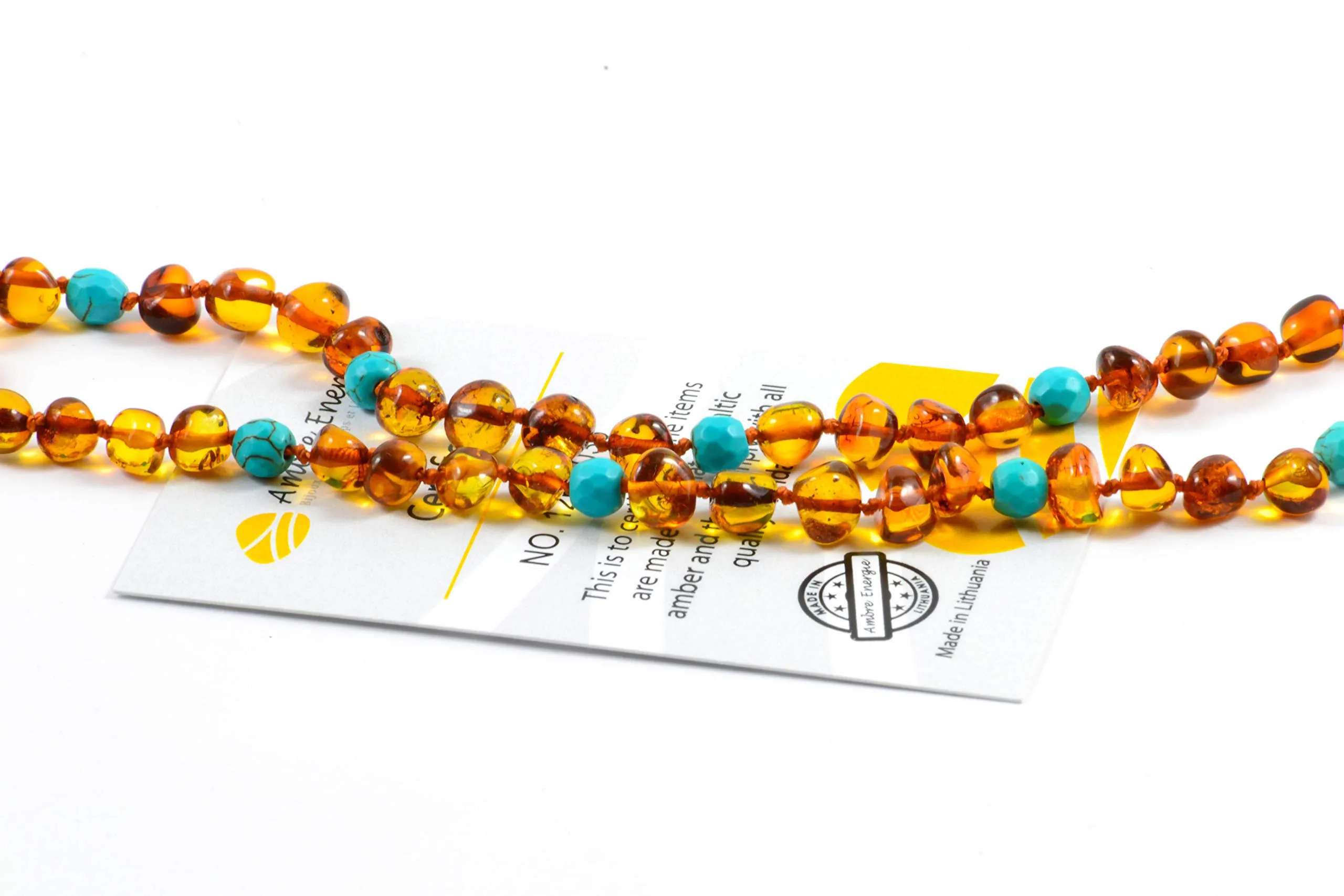 Collana Ambra Naturale - Massima qualità Certificata Vera Ambra del Baltico/Lunghezza 33 cm. / 100 Giorni Garanzia di Rimborso (Honey) - immagine 3