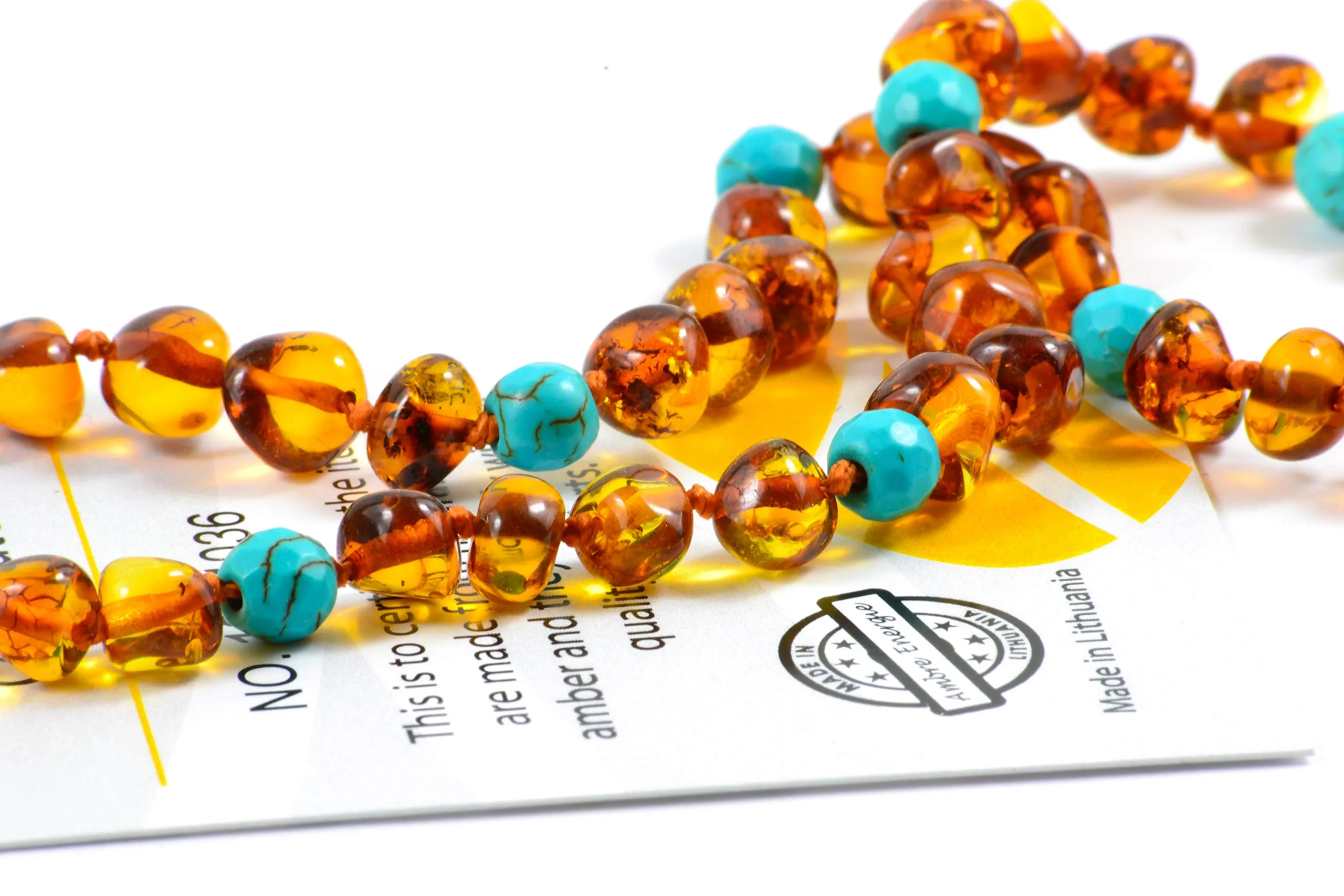 Collana Ambra Naturale - Massima qualità Certificata Vera Ambra del Baltico/Lunghezza 33 cm. / 100 Giorni Garanzia di Rimborso (Honey) - immagine 5