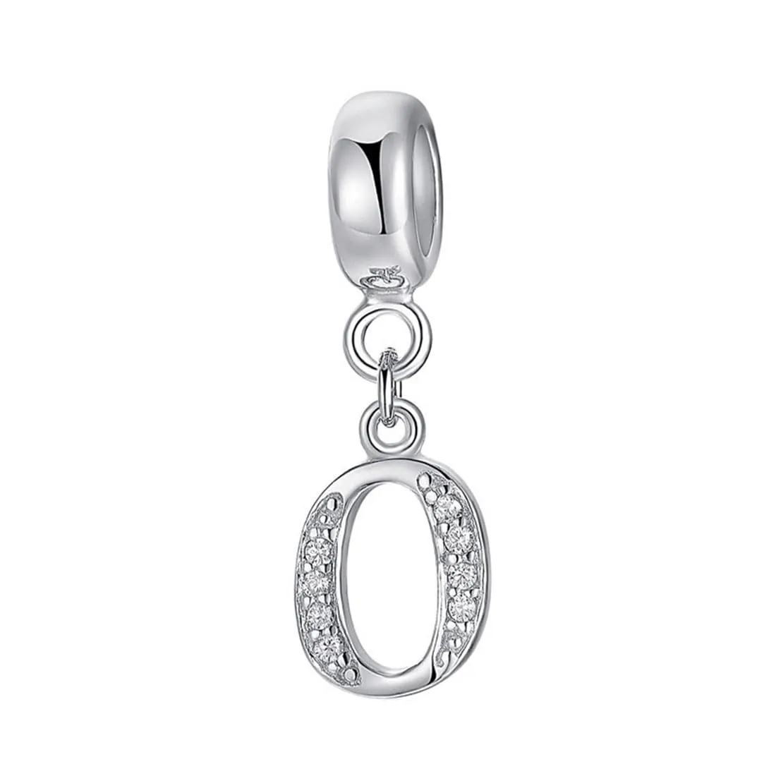 Charm in argento Sterling 925 con ciondolo a forma di lettera dell'alfabeto, utilizzabile come iniziale o per formare parole, compatibile con bracciali Pandora O - immagine 1
