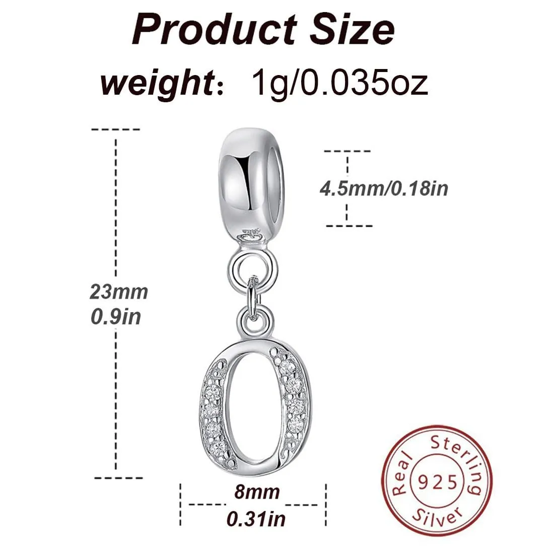 Charm in argento Sterling 925 con ciondolo a forma di lettera dell'alfabeto, utilizzabile come iniziale o per formare parole, compatibile con bracciali Pandora O - immagine 2