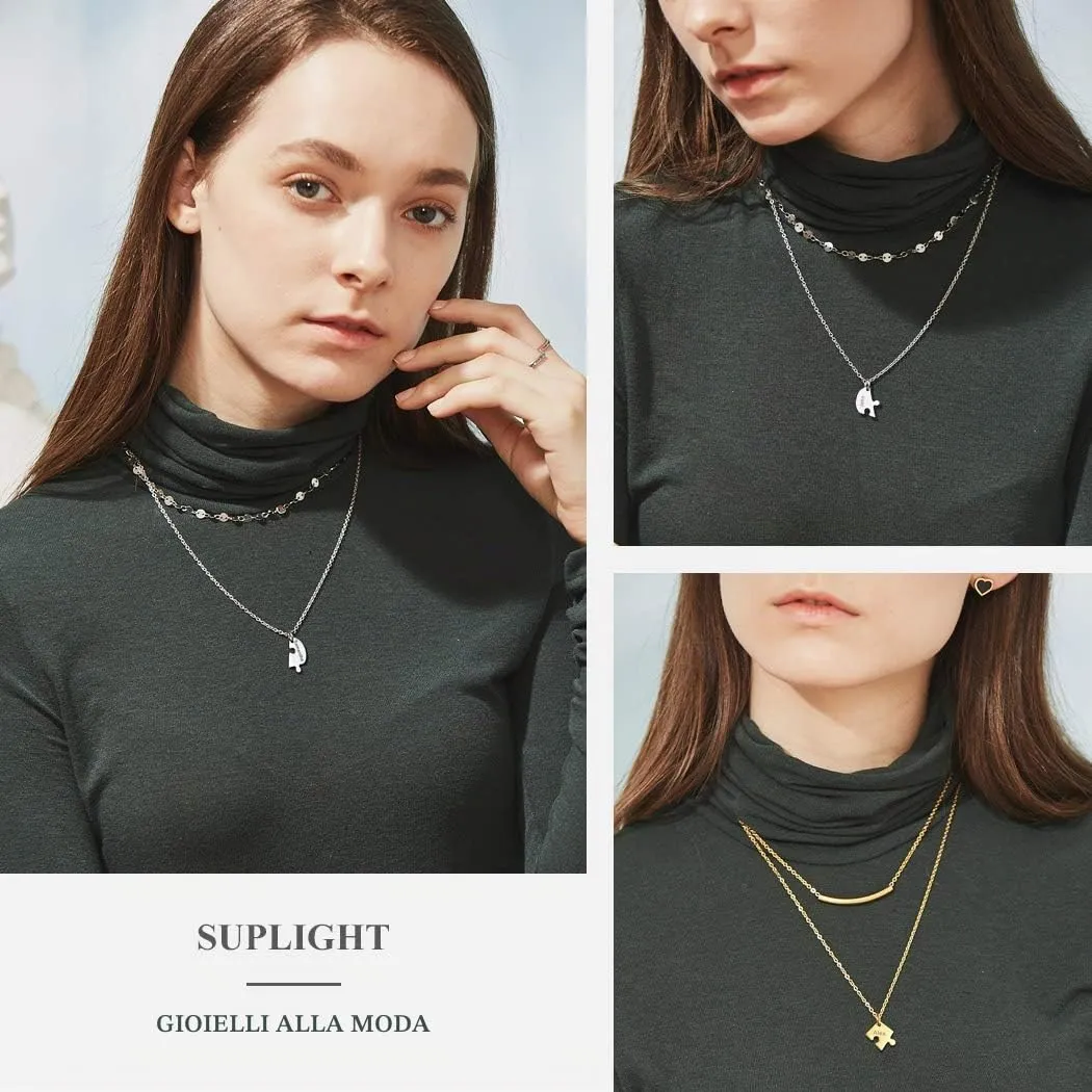 Suplight Collana Donna Personalizzata a Cuore Divisio con Nome in 3 pezzi collana donna Acciaio Inossidabile Collana Puzzle collana amica famiglia personalizzata Regalo Natale San Valentino - immagine 2
