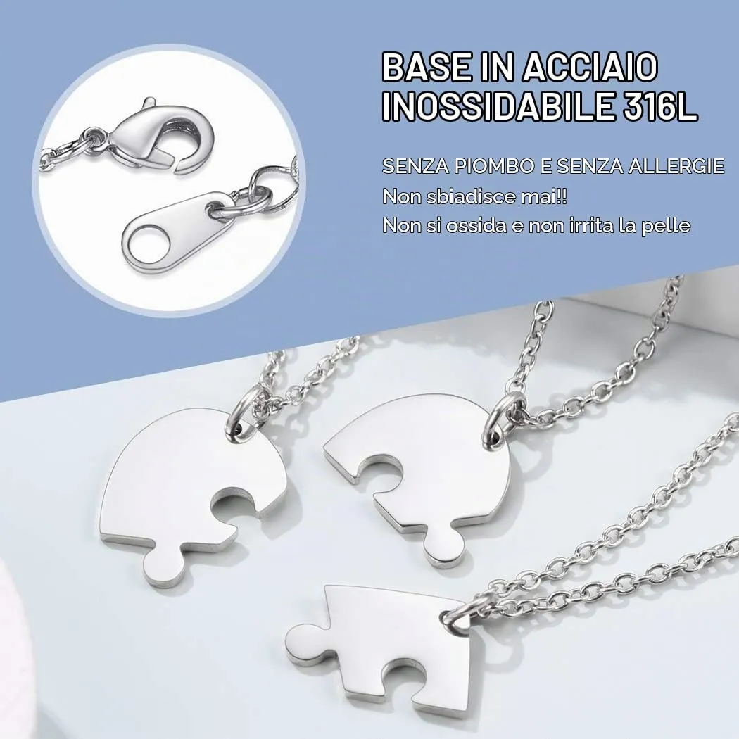 Suplight Collana Donna Personalizzata a Cuore Divisio con Nome in 3 pezzi collana donna Acciaio Inossidabile Collana Puzzle collana amica famiglia personalizzata Regalo Natale San Valentino - immagine 5
