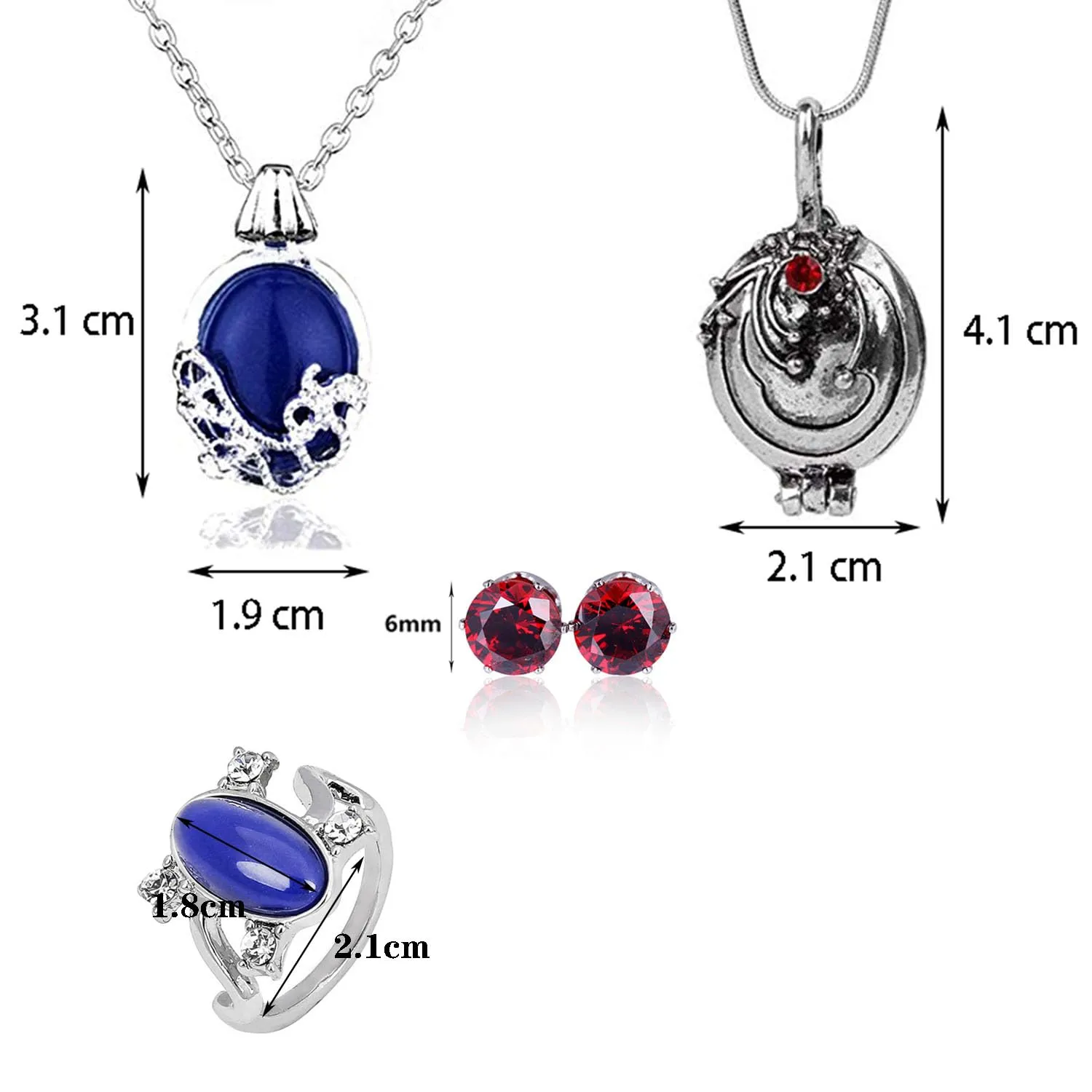 Vampire Collane Set Elena Gilbert Opening Vervain Locket Collane Daywalking Katherine Necklace Blue Diamond Ring Red Stud Earrings con Adesivo 25 pezzi - immagine 5