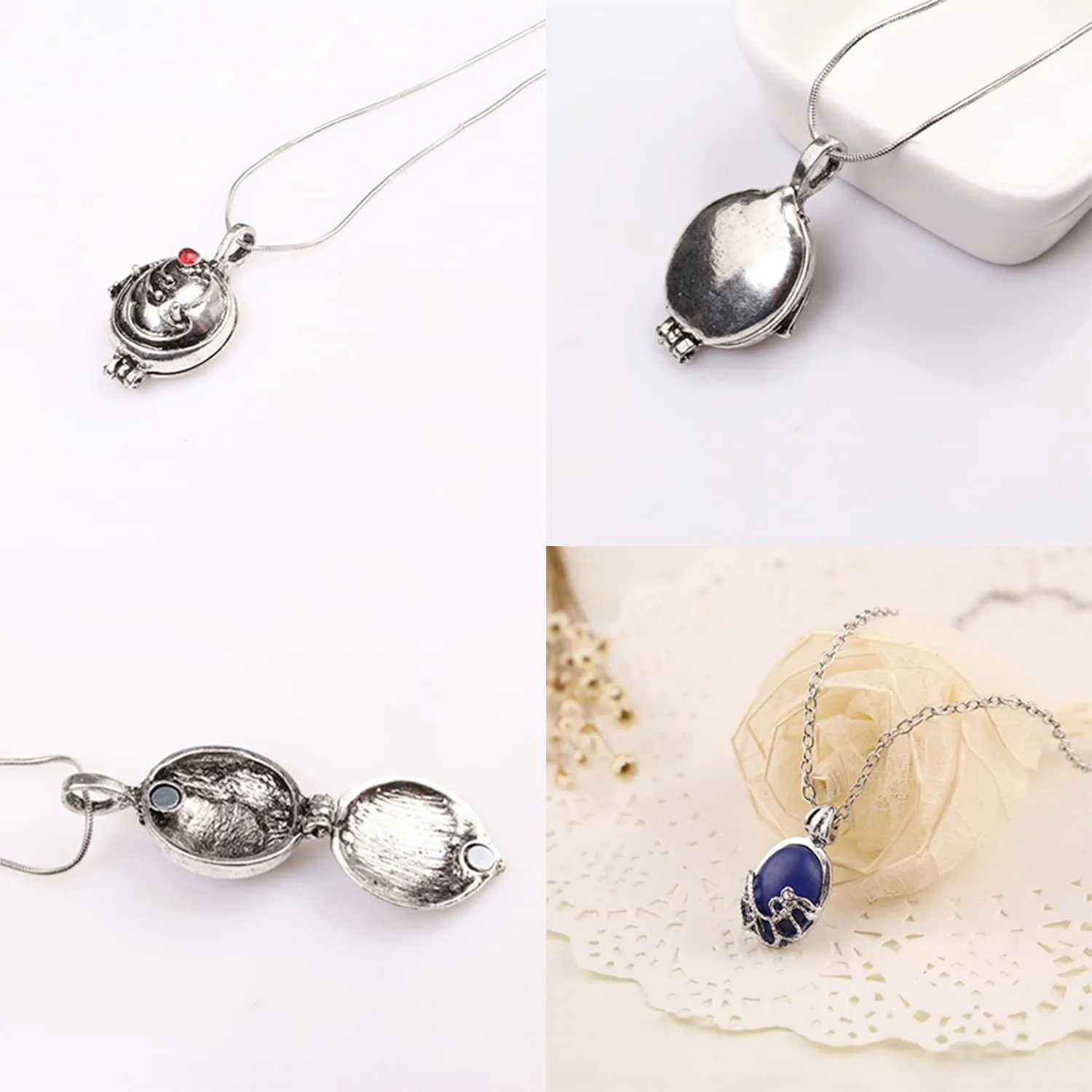 Vampire Collane Set Elena Gilbert Opening Vervain Locket Collane Daywalking Katherine Necklace Blue Diamond Ring Red Stud Earrings con Adesivo 25 pezzi - immagine 6
