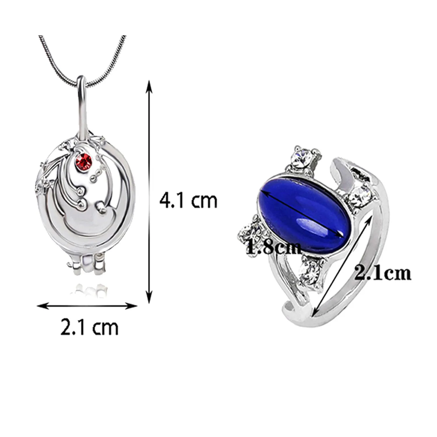 HJYZY The Vampire Diar.s con Adesivo Gioielli Set Elena Gilbert Apertura Verbena Locket Collana Ciondolo Elena Zaffiro Cristallo Daylight Anello di Gioielli Cosplay per i fan 12 pz - immagine 2