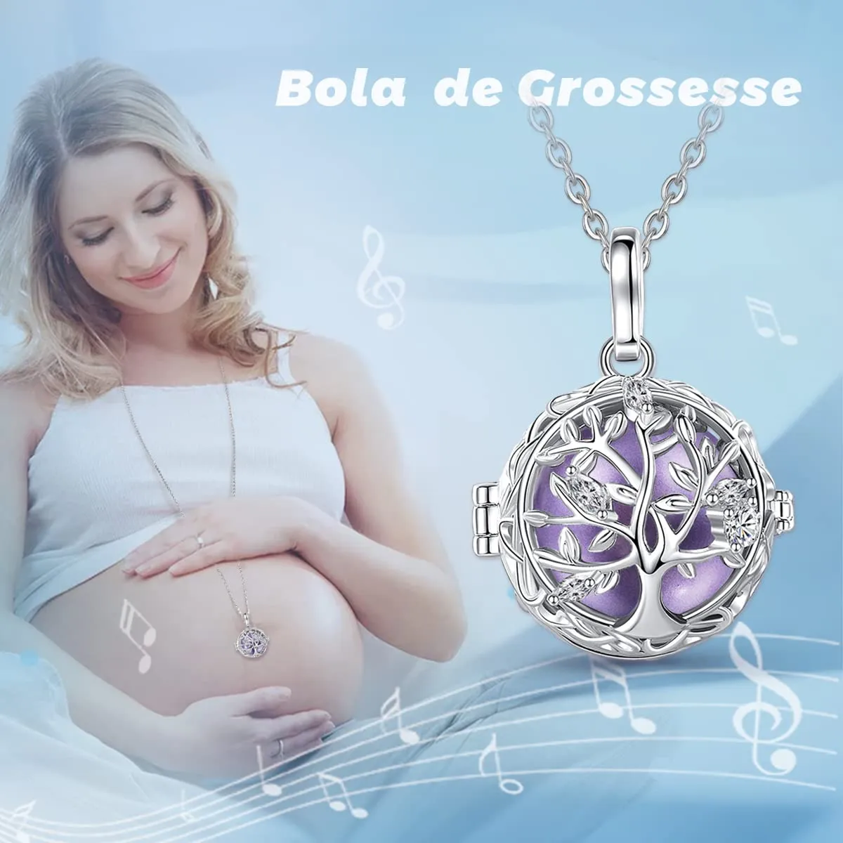 AEONSLOVE Ciondolo Chiama Angeli Gravidanza Albero della Vita Bola Messicana Collana Donna per Gravidanza Richiamo degli Angeli - immagine 4
