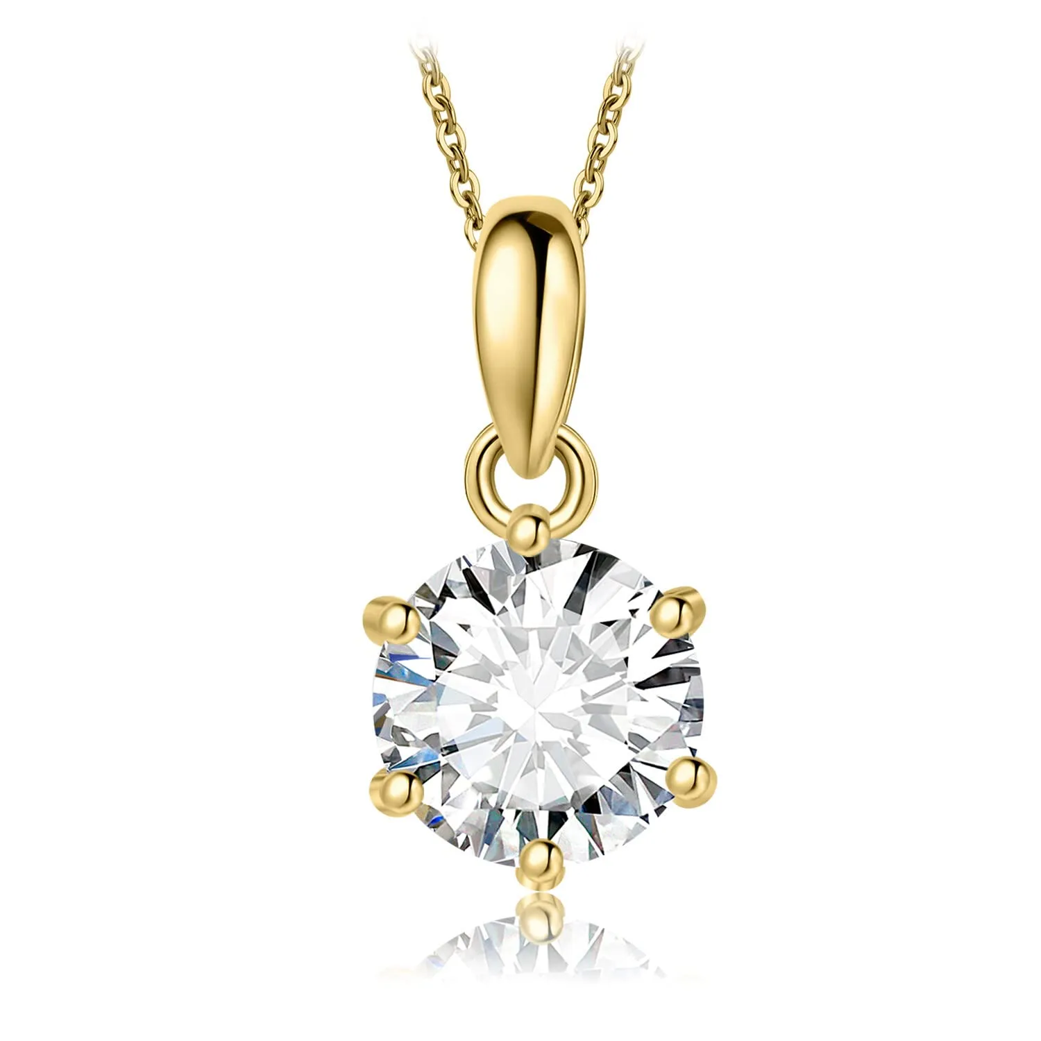 JewelryPalace 1ct Collana Solitario Donna Argento 925 con Cubica Zirconia, Collana Dorata Ciondolo Pietra a Taglio Rotondo con Catena Maglia 45cm, Collane Pendenti in Oro Set Gioielli Donna - immagine 1