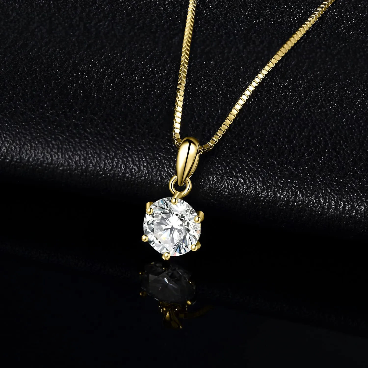 JewelryPalace 1ct Collana Solitario Donna Argento 925 con Cubica Zirconia, Collana Dorata Ciondolo Pietra a Taglio Rotondo con Catena Maglia 45cm, Collane Pendenti in Oro Set Gioielli Donna - immagine 3
