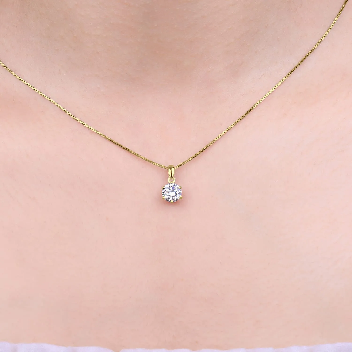 JewelryPalace 1ct Collana Solitario Donna Argento 925 con Cubica Zirconia, Collana Dorata Ciondolo Pietra a Taglio Rotondo con Catena Maglia 45cm, Collane Pendenti in Oro Set Gioielli Donna - immagine 4
