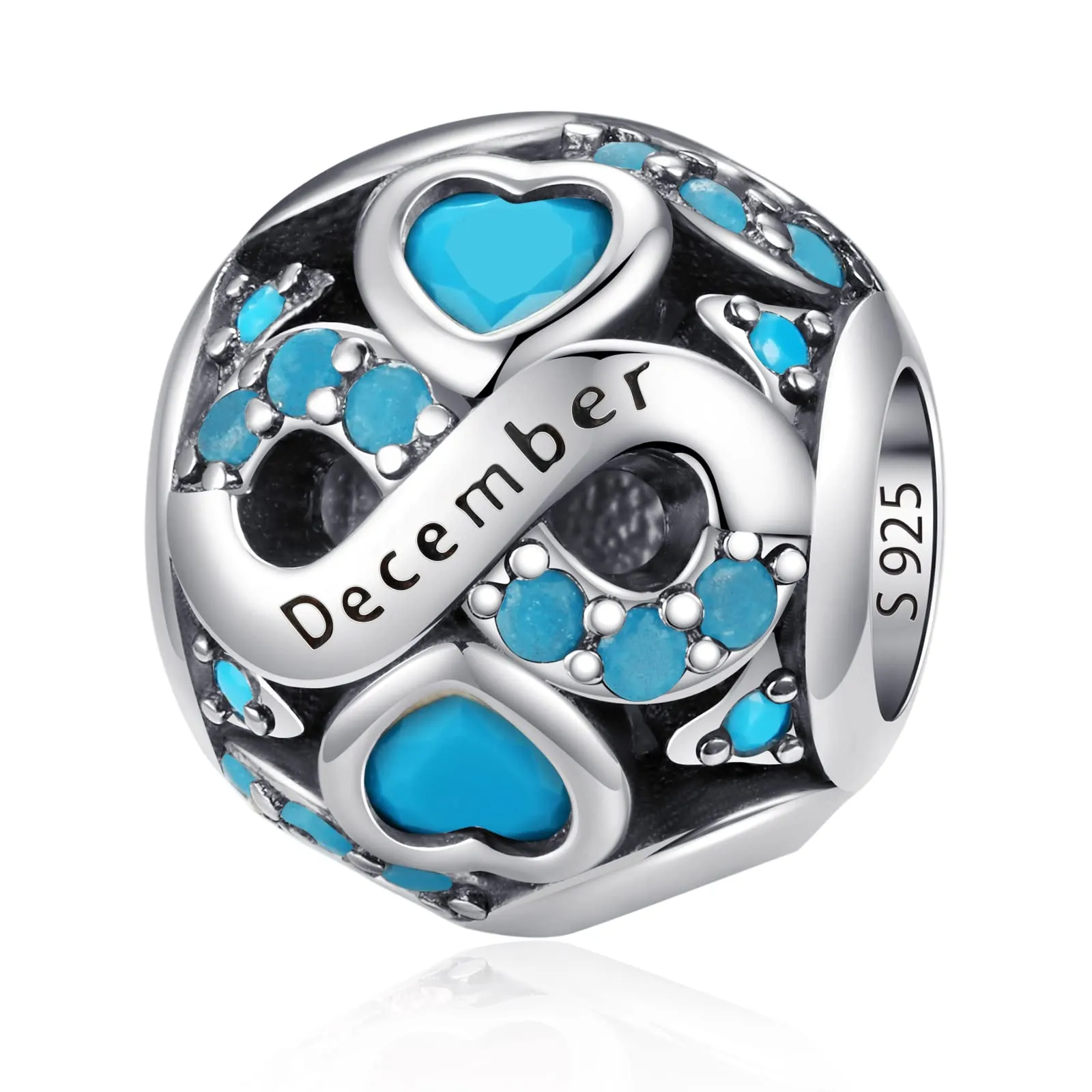 LNQOBU Charms di Pietra di Nascita per Braccialetti Europei Collana,925 Argento Sterling Openwork Ciondolo Regali di Compleanno per le Donne(Fornito con una Perlina) - immagine 1
