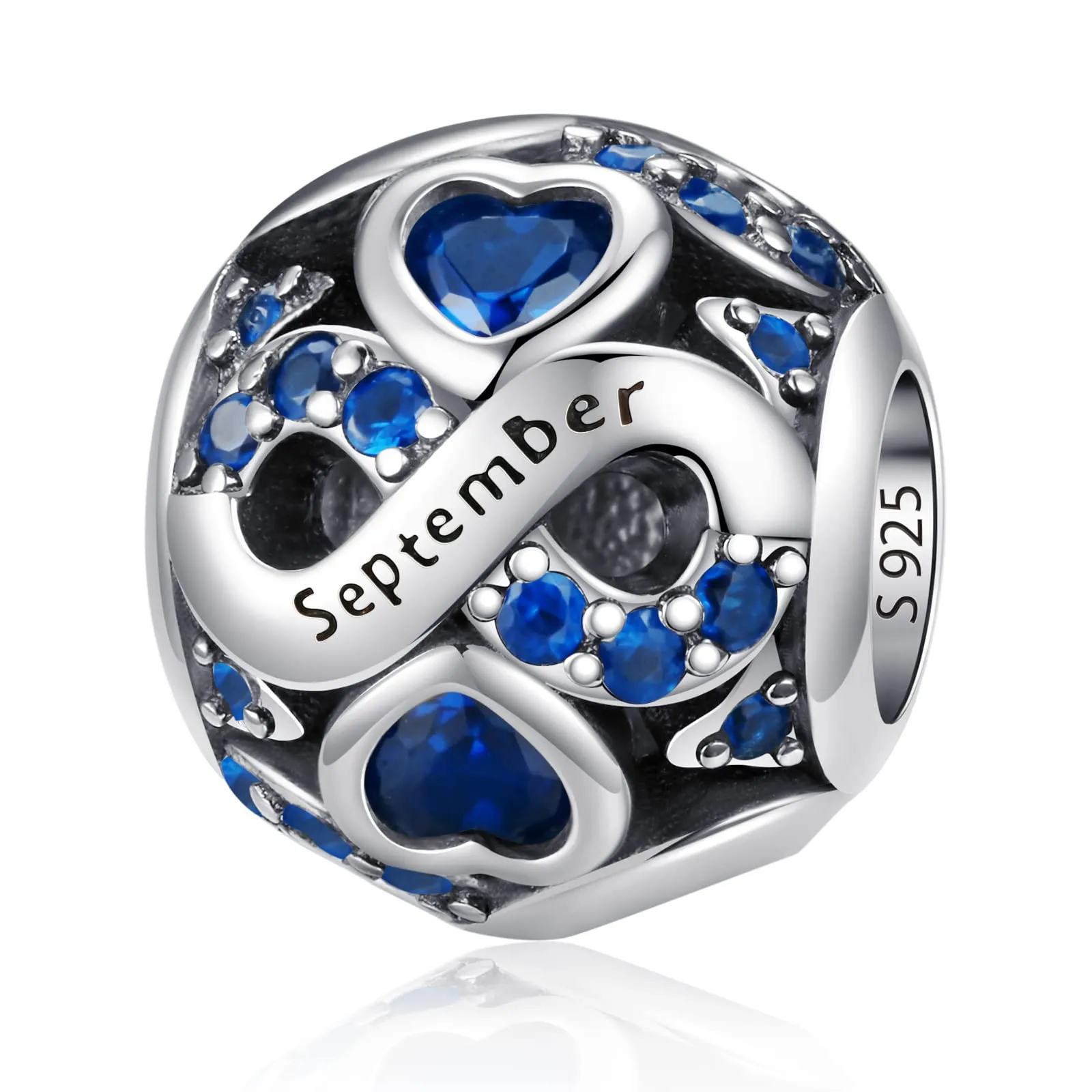 LNQOBU Charms di Pietra di Nascita per Braccialetti Europei Collana,925 Argento Sterling Openwork Ciondolo Regali di Compleanno per le Donne(Fornito con una Perlina) - immagine 1