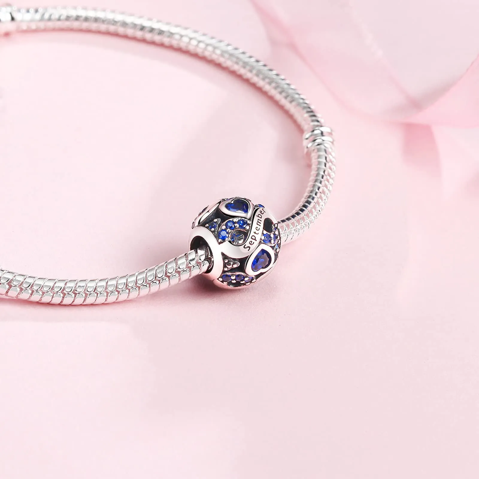 LNQOBU Charms di Pietra di Nascita per Braccialetti Europei Collana,925 Argento Sterling Openwork Ciondolo Regali di Compleanno per le Donne(Fornito con una Perlina) - immagine 2
