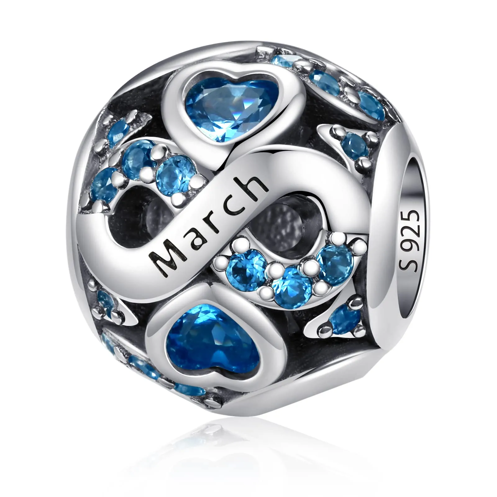 LNQOBU Charms di Pietra di Nascita per Braccialetti Europei Collana,925 Argento Sterling Openwork Ciondolo Regali di Compleanno per le Donne(Fornito con una Perlina) - immagine 1