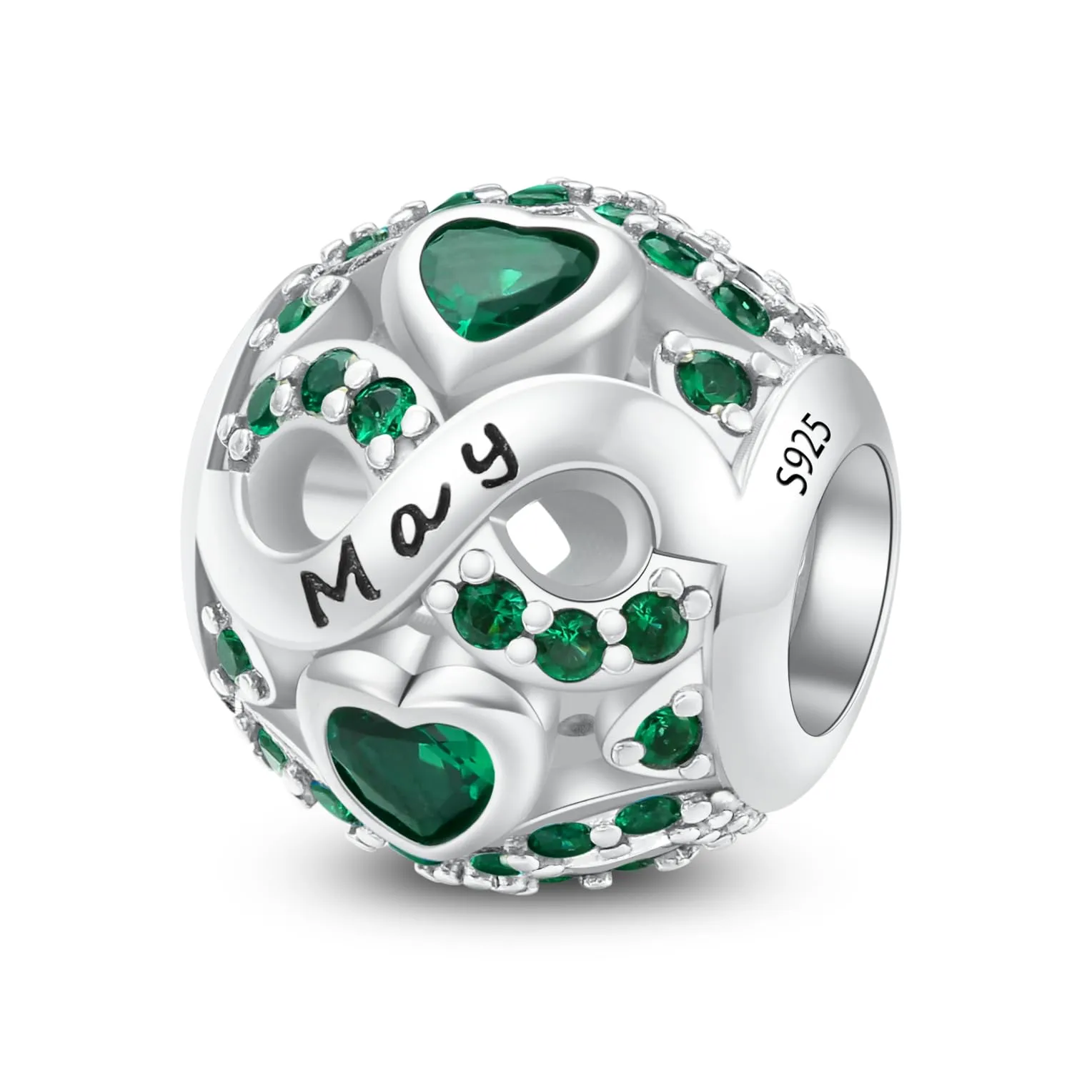 LNQOBU Charms di Pietra di Nascita per Braccialetti Europei Collana,925 Argento Sterling Openwork Ciondolo Regali di Compleanno per le Donne(Fornito con una Perlina) - immagine 1