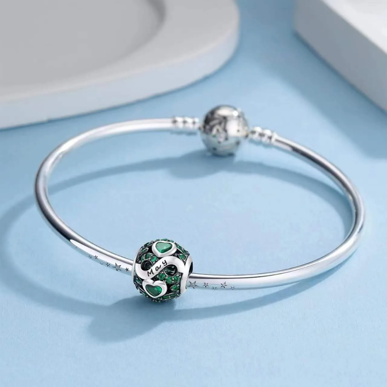 LNQOBU Charms di Pietra di Nascita per Braccialetti Europei Collana,925 Argento Sterling Openwork Ciondolo Regali di Compleanno per le Donne(Fornito con una Perlina) - immagine 2