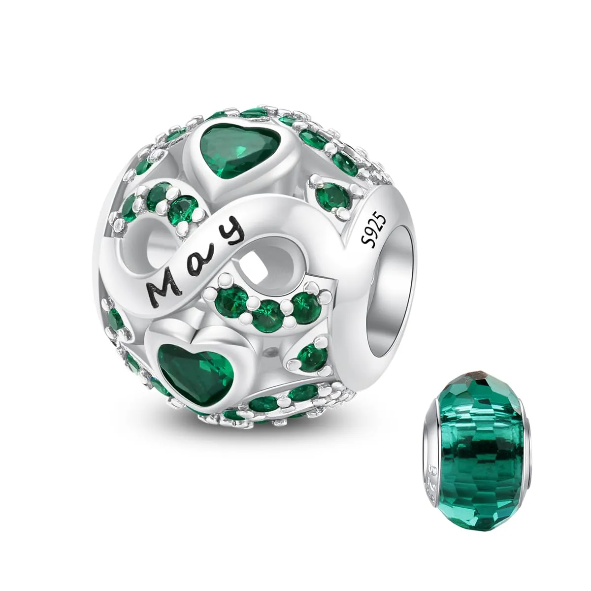 LNQOBU Charms di Pietra di Nascita per Braccialetti Europei Collana,925 Argento Sterling Openwork Ciondolo Regali di Compleanno per le Donne(Fornito con una Perlina) - immagine 4