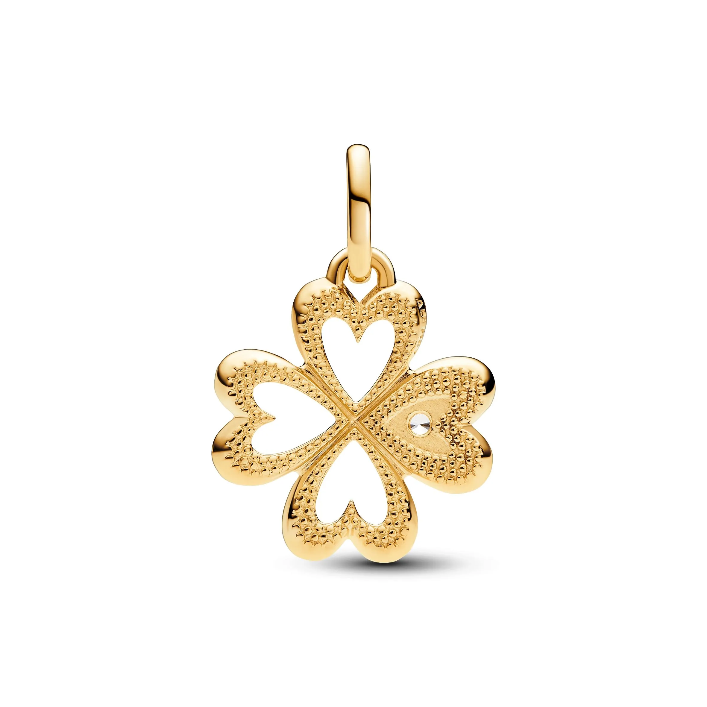 PANDORA ME Medaglione a forma di trifoglio placcato in oro 14k con zirconi cubici trasparenti - immagine 2