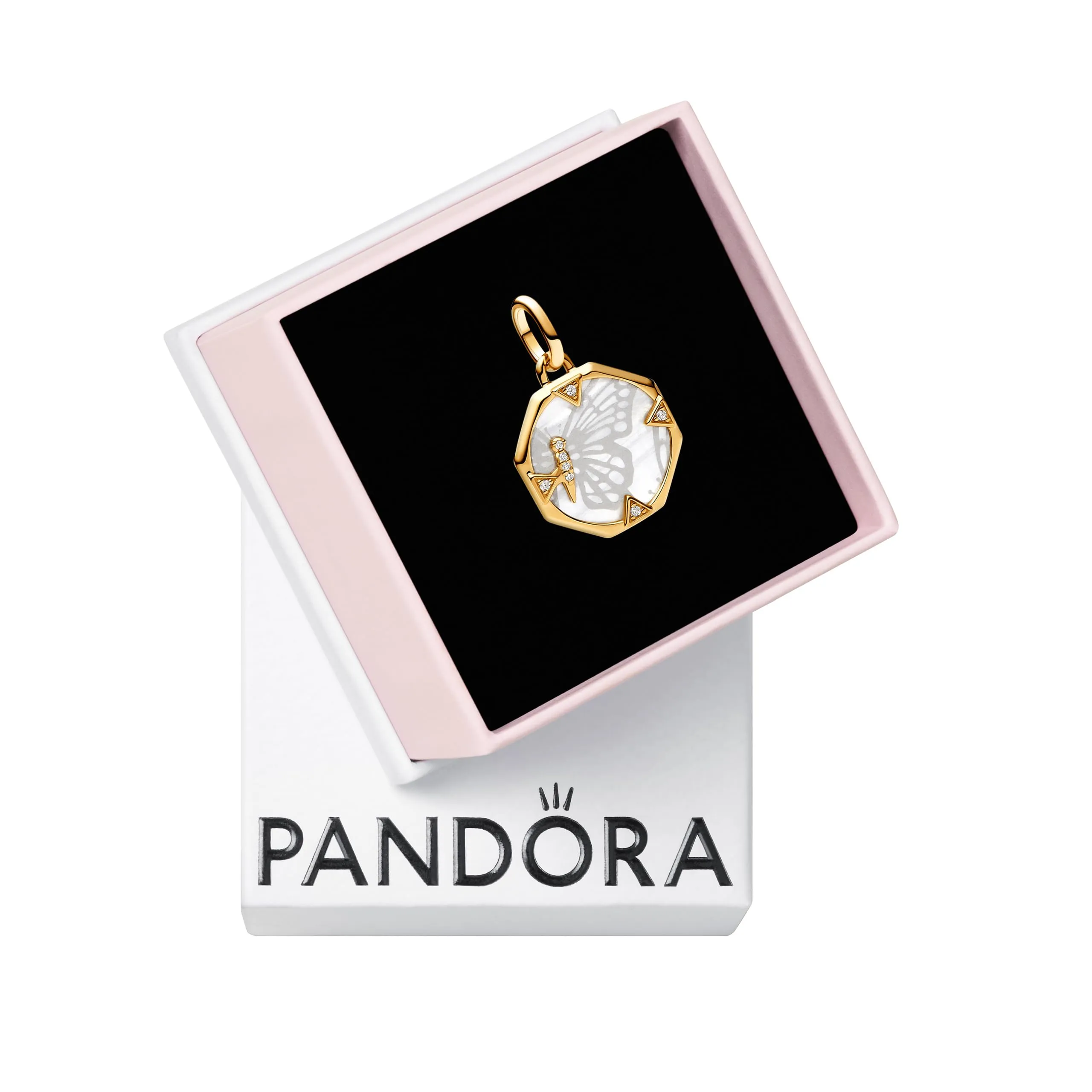 Pandora ME Perlmuttfarbener Schmetterling Medaillon-Charm 763366C01 Pendente - immagine 1
