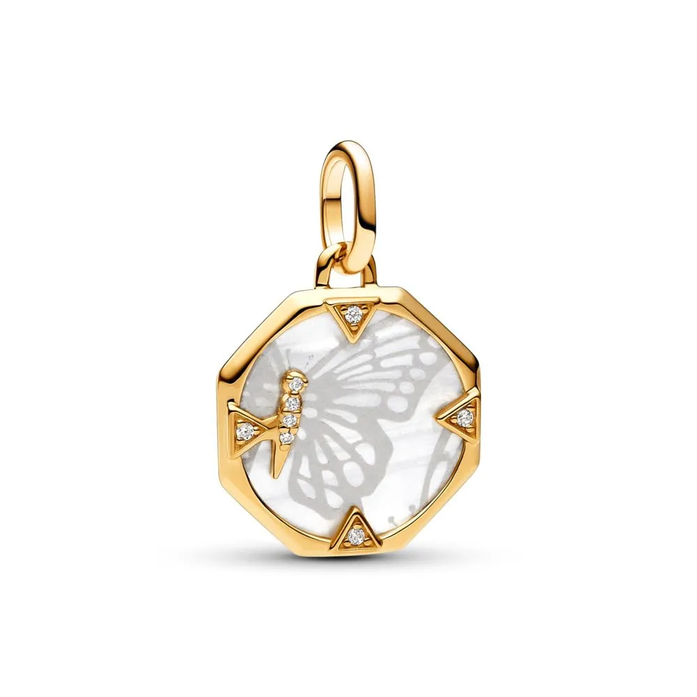 Pandora ME Perlmuttfarbener Schmetterling Medaillon-Charm 763366C01 Pendente - immagine 3