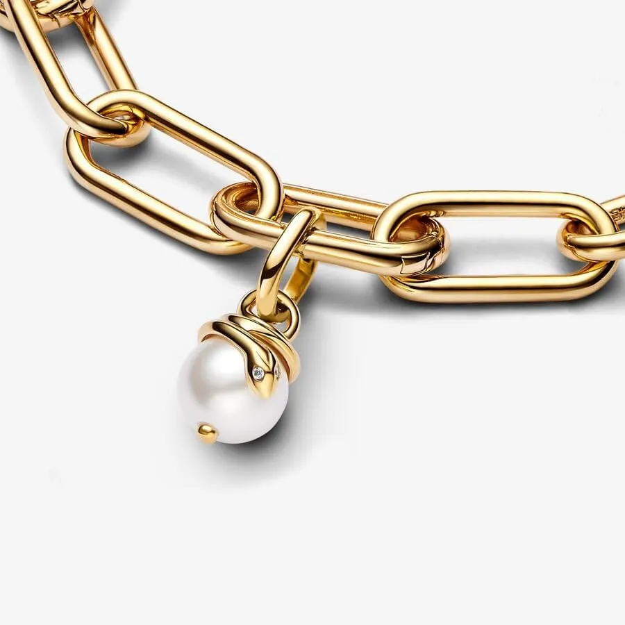PANDORA ME Mini pendente a forma di serpente placcato in oro 14k con perla artificiale laccata bianca e zirconi cubici trasparenti - immagine 4