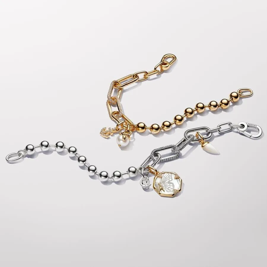 PANDORA ME Mini pendente a forma di serpente placcato in oro 14k con perla artificiale laccata bianca e zirconi cubici trasparenti - immagine 5