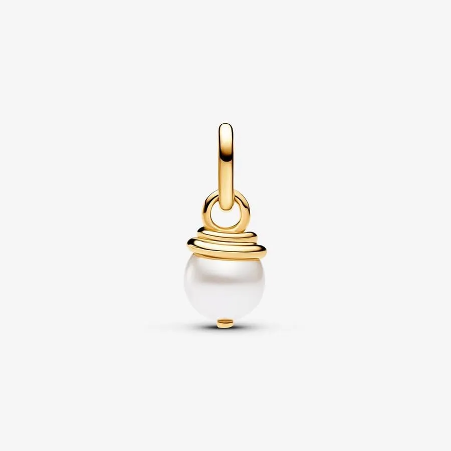 PANDORA ME Mini pendente a forma di serpente placcato in oro 14k con perla artificiale laccata bianca e zirconi cubici trasparenti - immagine 6