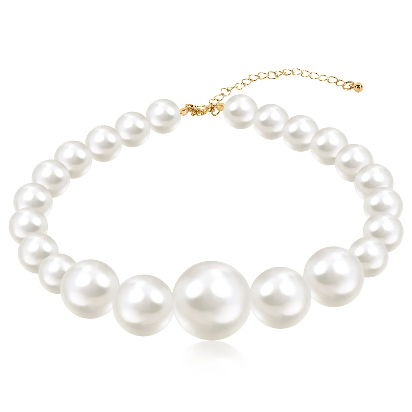 Collana di Perle da Donna, Girocollo Vintage Con Perle Bianche Grandi, Corta Rotonda di Imitazione per Donne e Ragazze - immagine 1