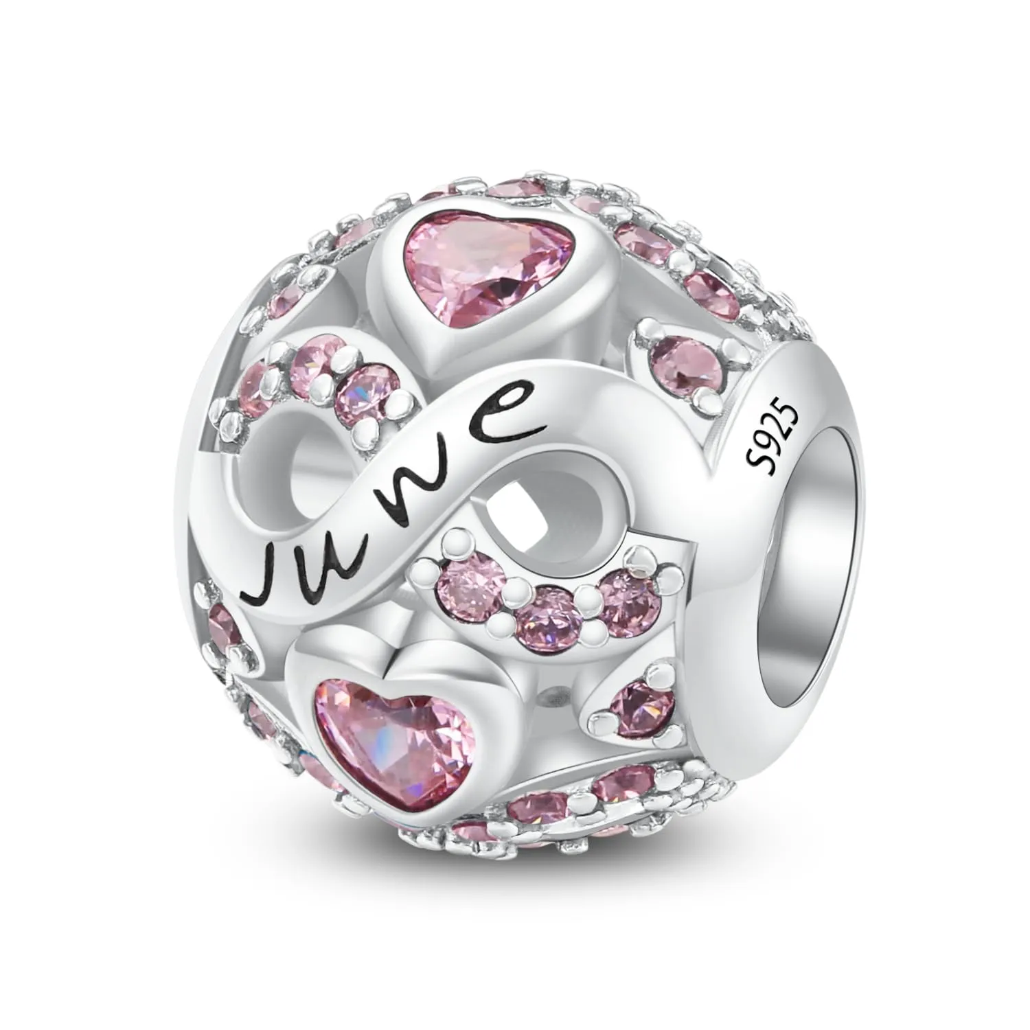 LNQOBU Charms di Pietra di Nascita per Braccialetti Europei Collana,925 Argento Sterling Openwork Ciondolo Regali di Compleanno per le Donne(Fornito con una Perlina) - immagine 1